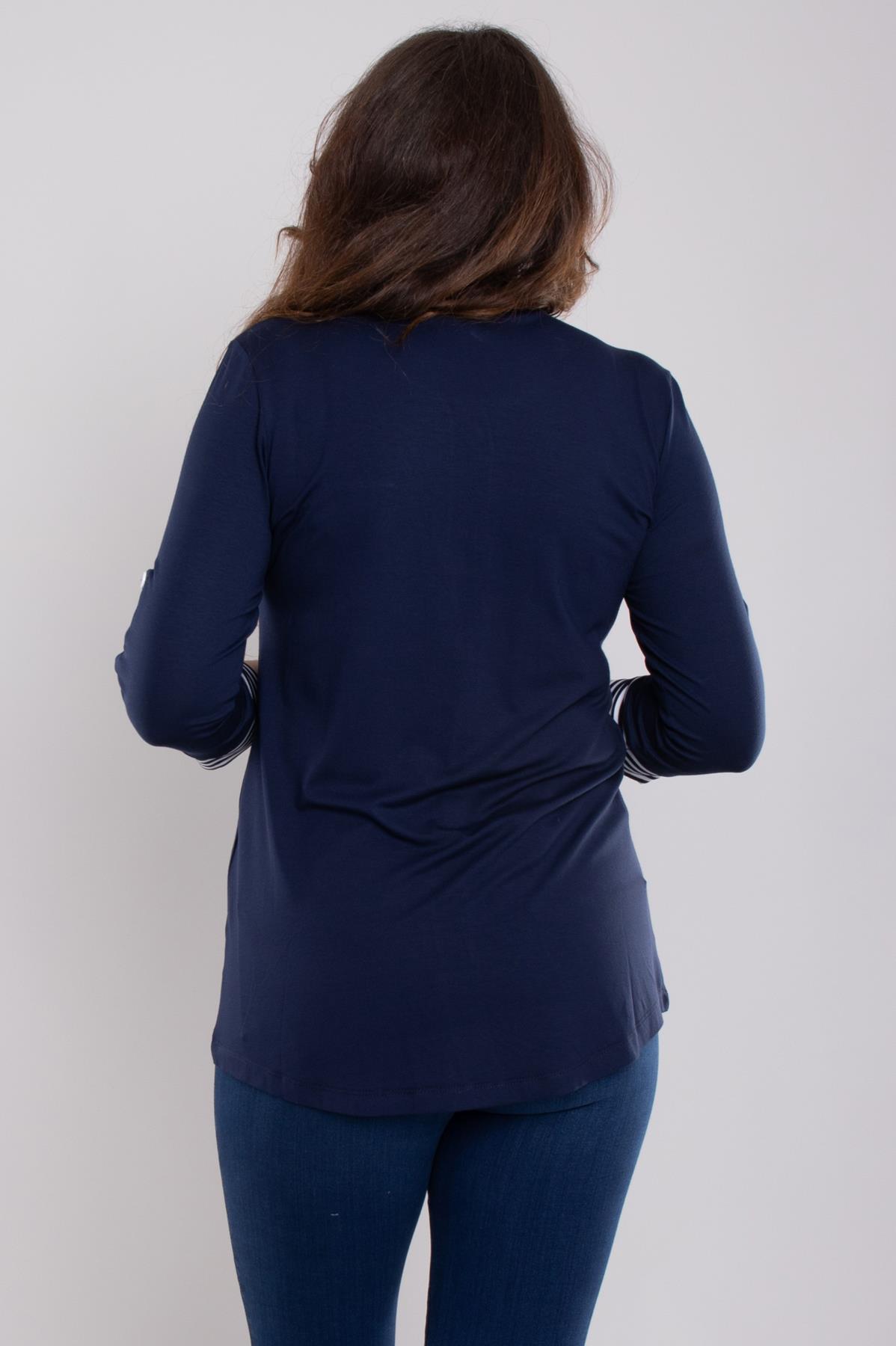 75997 Truvakar Kol Cep Detaylı Çizgili Tshirt