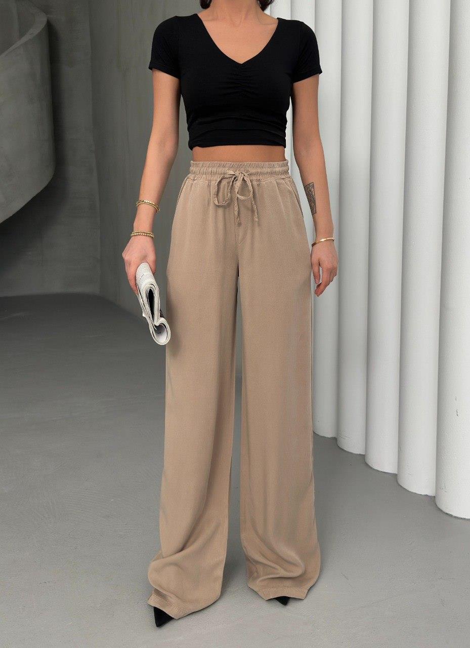 7636 Palazzo Beli Lastikli Bol Paça Pantolon