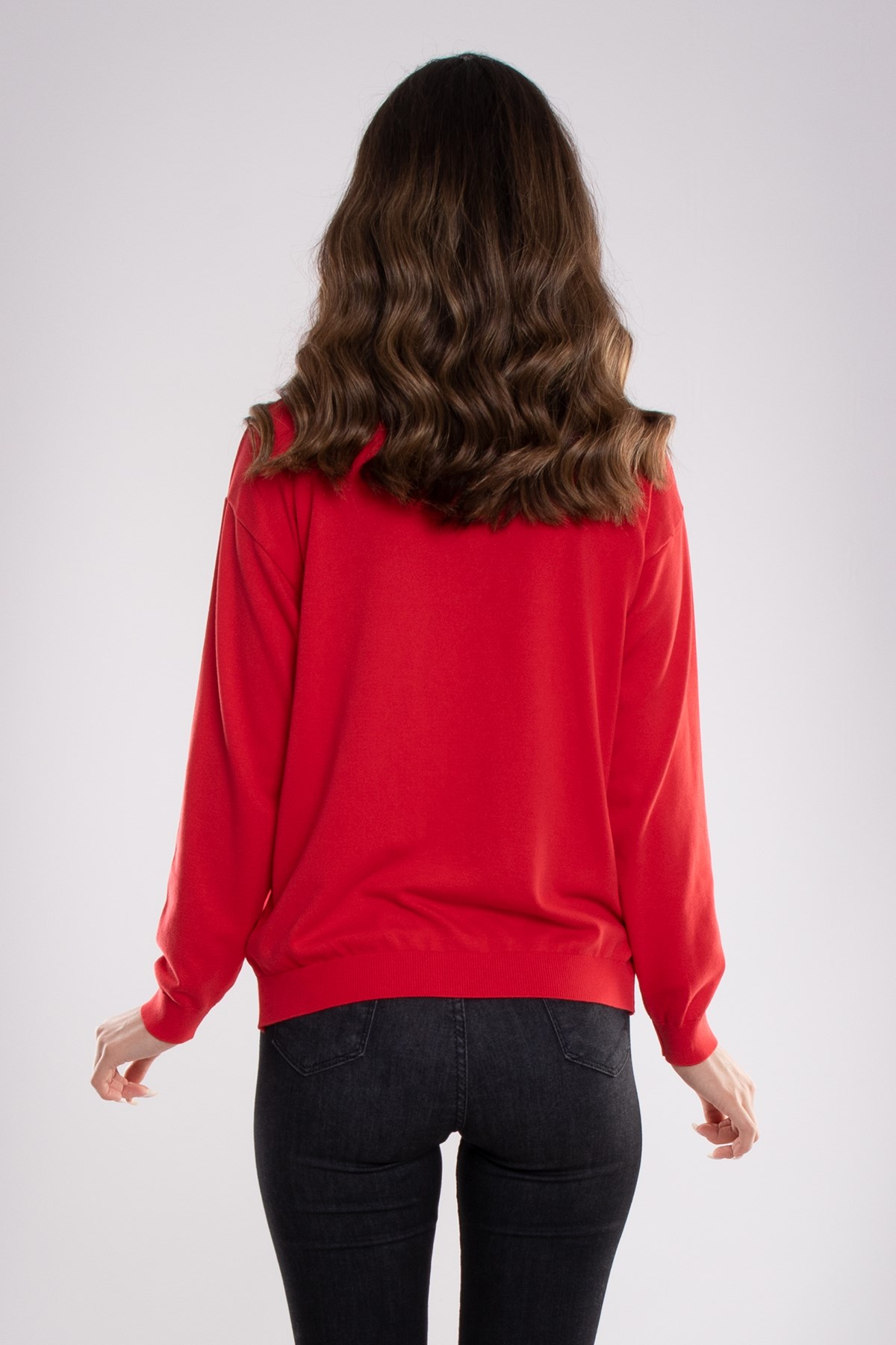 768 Gold Düğmeli Polo Yaka Triko Kadın Kazak