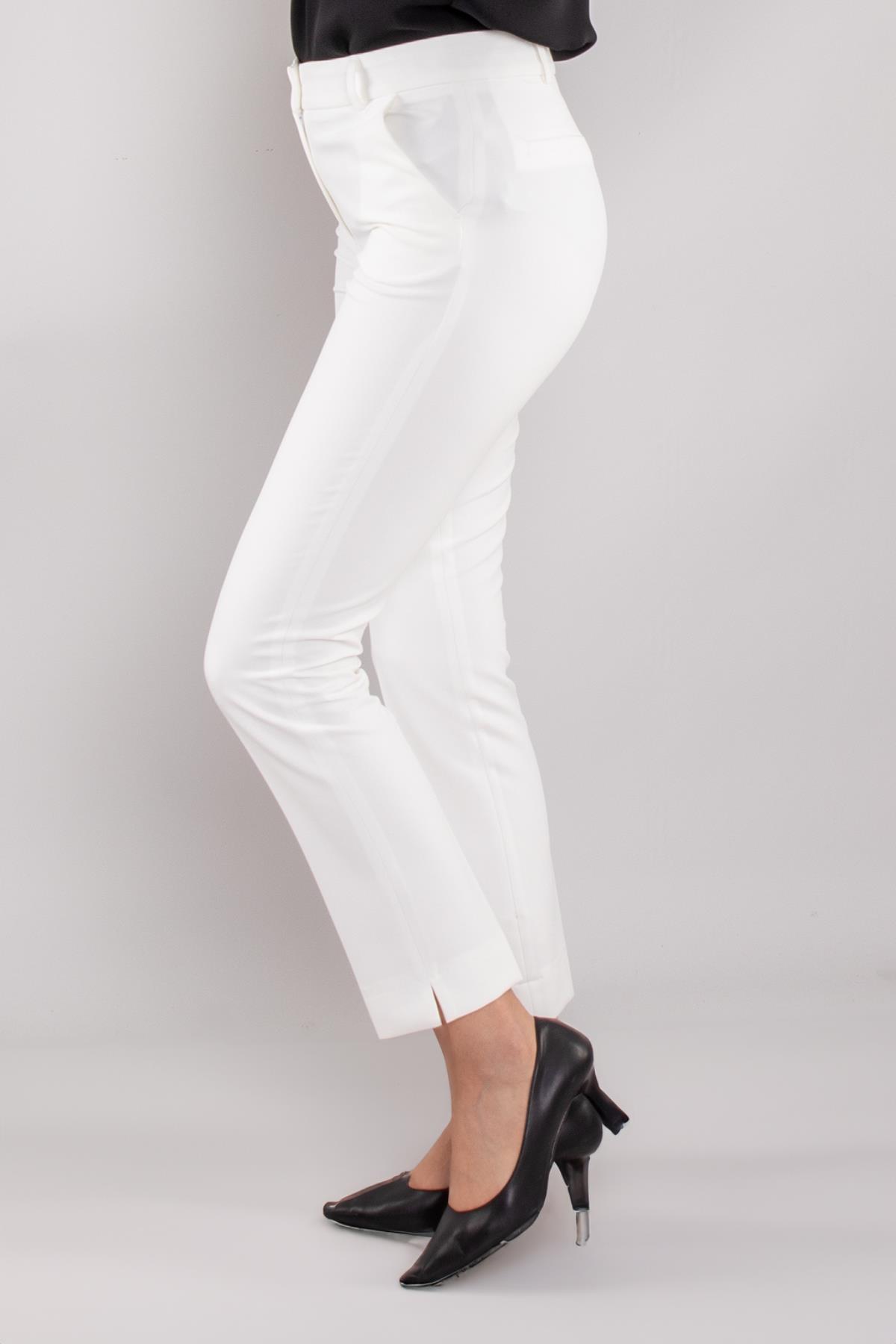 79300 Paça Yırtmaçlı Krep Kumaş Kadın Pantolon