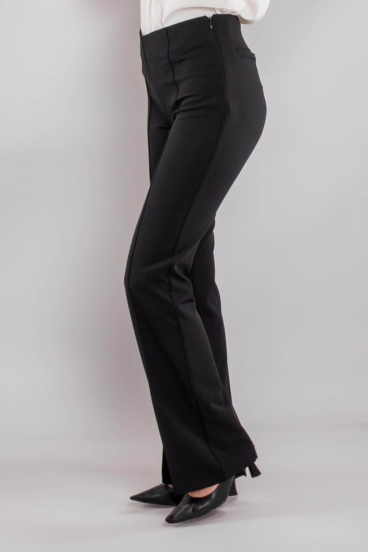 79387 Yandan Gizli Fermuar İspanyol Çımalı Krep Kumaş Kadın Pantolon