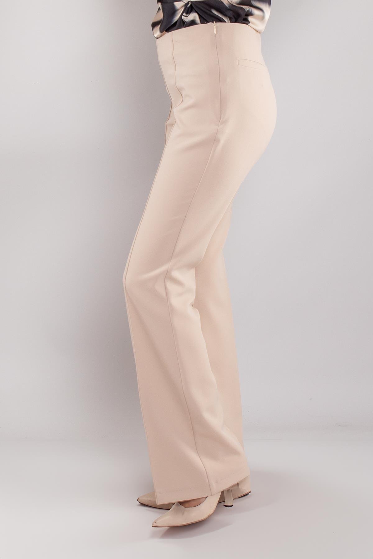 79387 Yandan Gizli Fermuar İspanyol Çımalı Krep Kumaş Kadın Pantolon