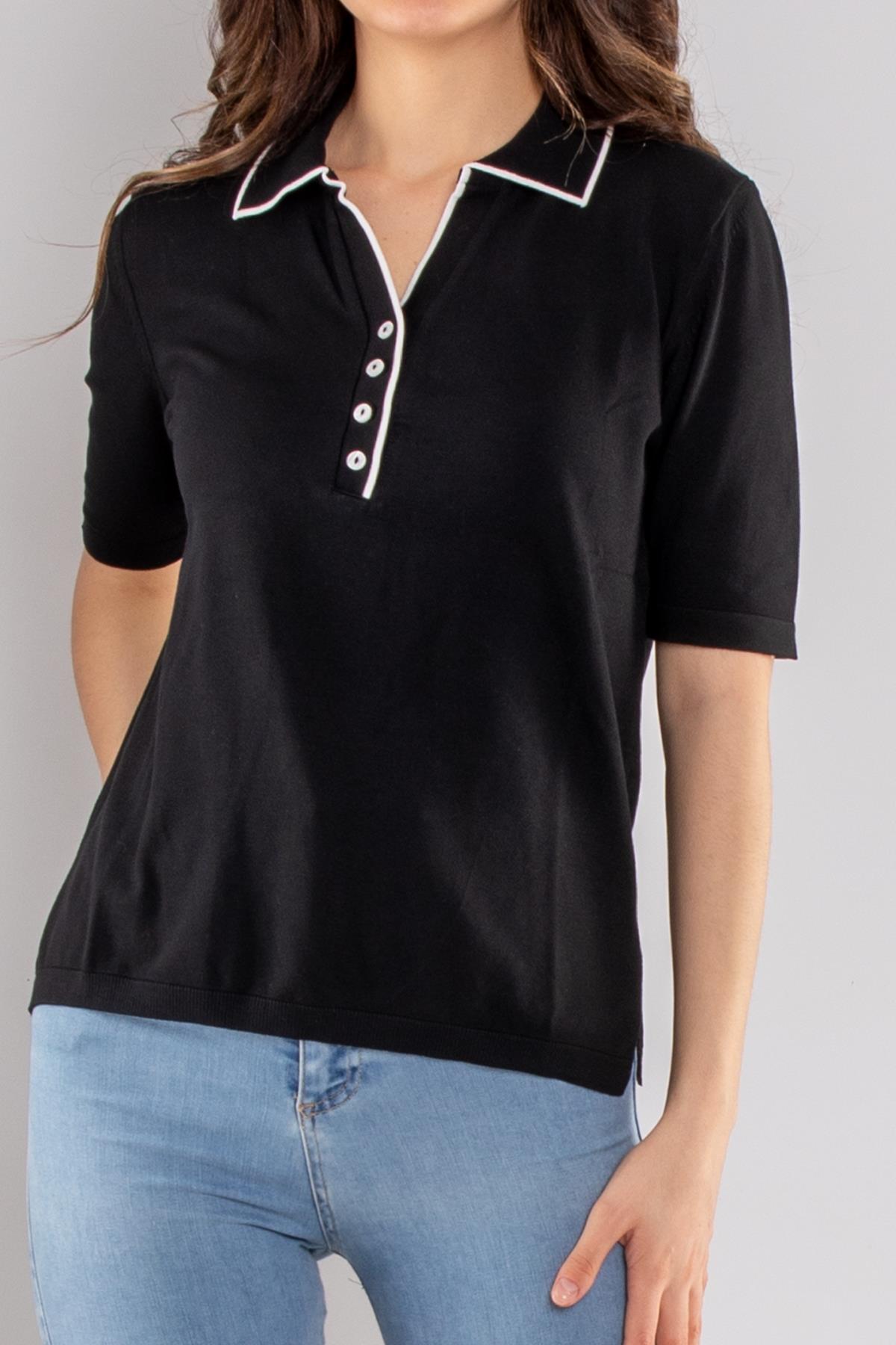 804 Polo Yaka Özel Düğmeli Merserize Triko