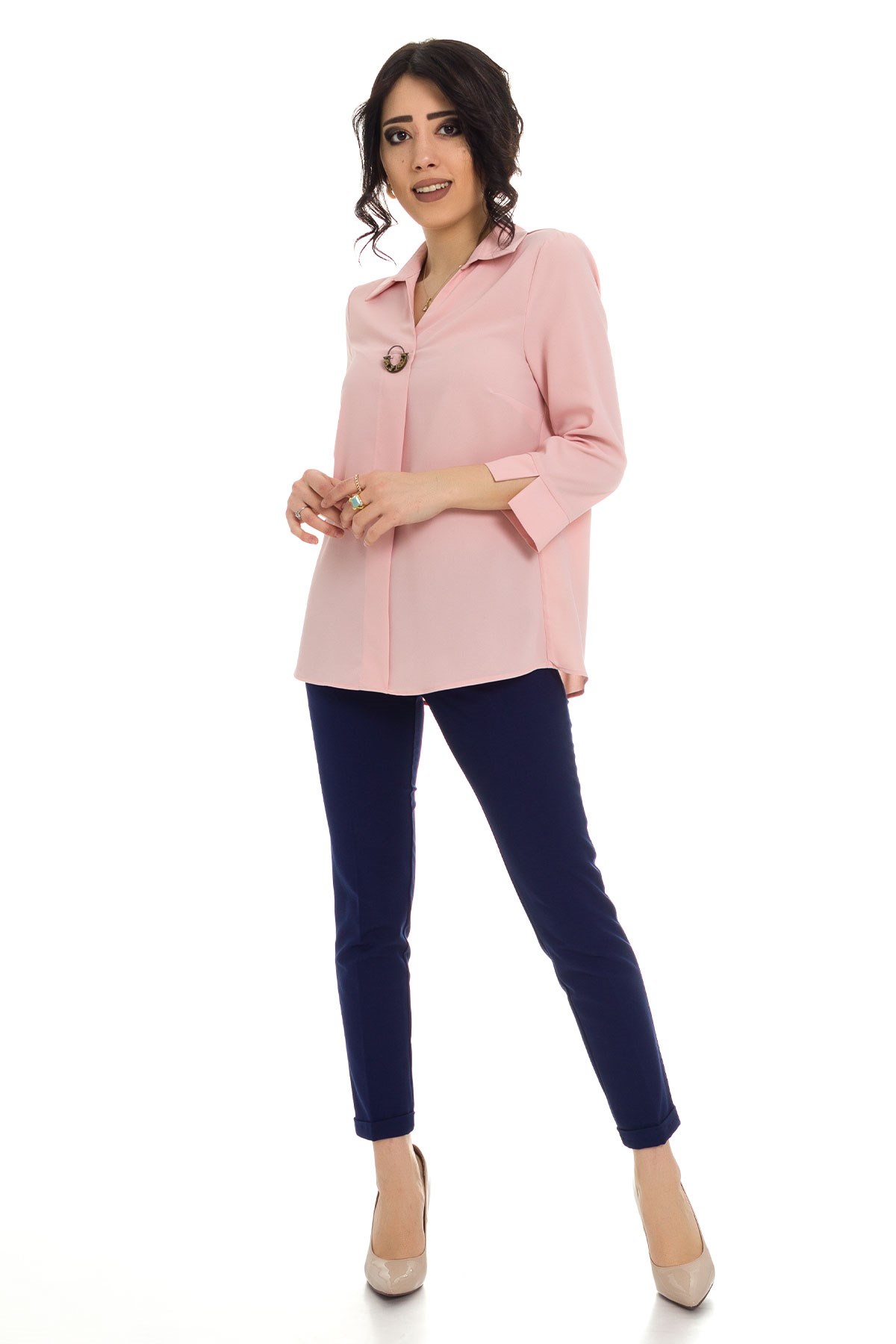 81285 Broşlu Truv.Kol Krep Bluz