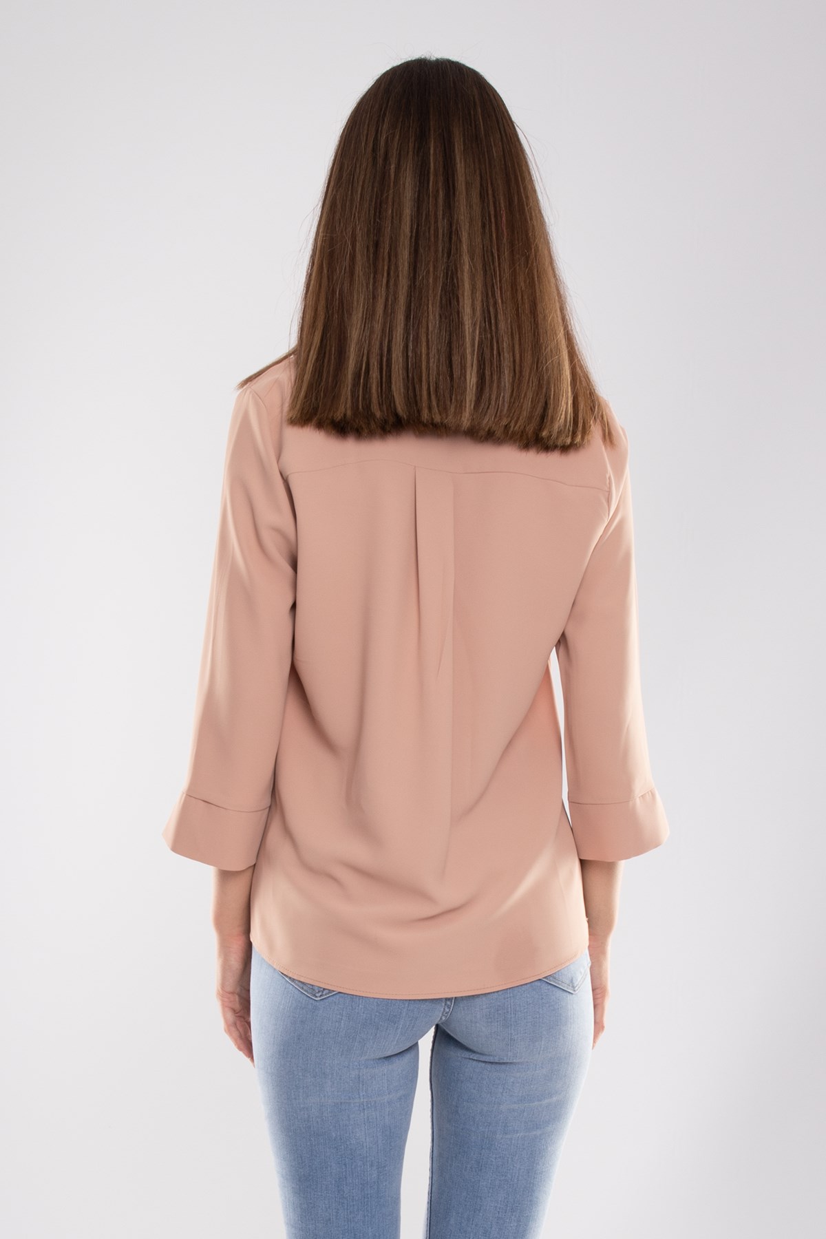 81285 Broşlu Truvakar Kol Krep Bluz