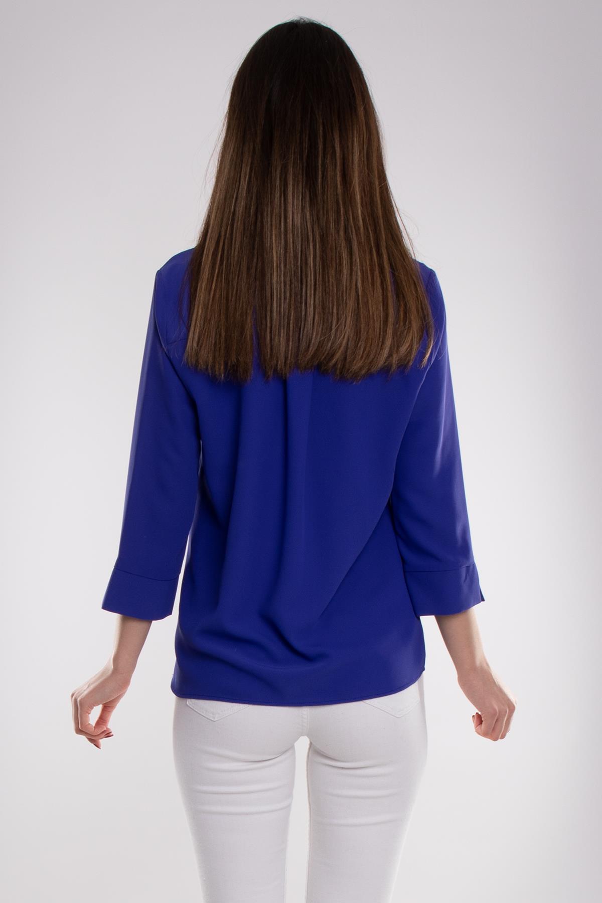 81285 Broşlu Truvakar Kol Krep Bluz