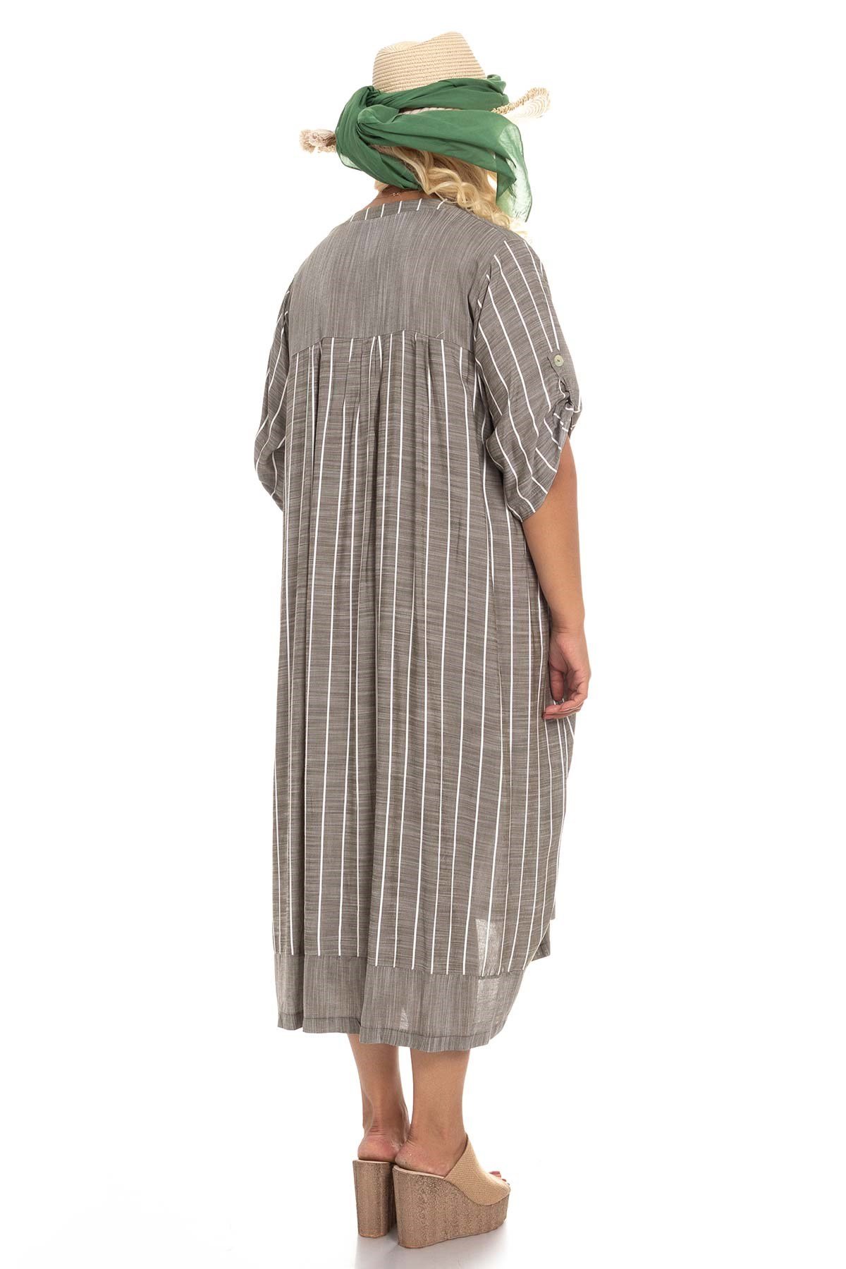 8136 Çizgili Cepli Viscon Elbise