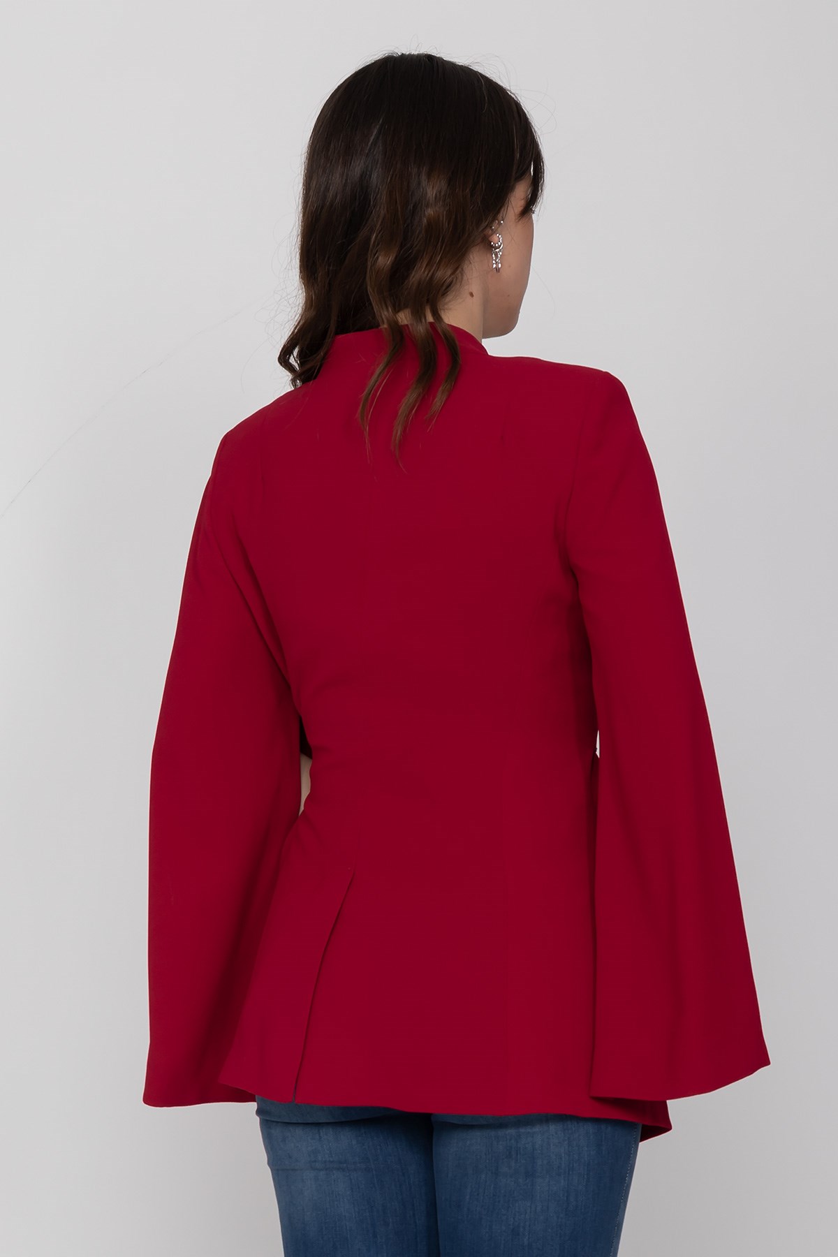 90177 Yandan Bağlamalı Hakim Yaka Yırtmaç Kol Ceket