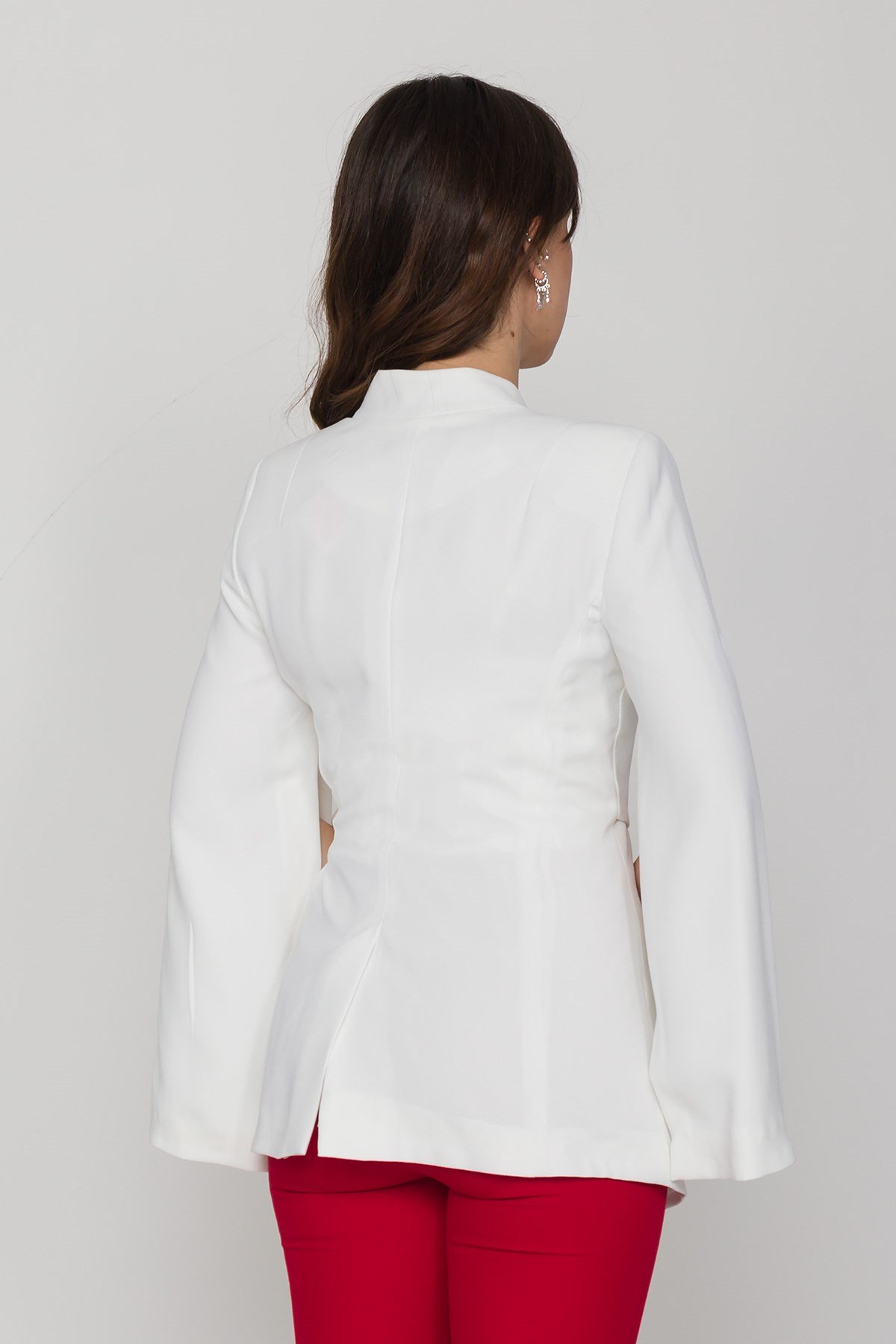 90177 Yandan Bağlamalı Hakim Yaka Yırtmaç Kol Ceket