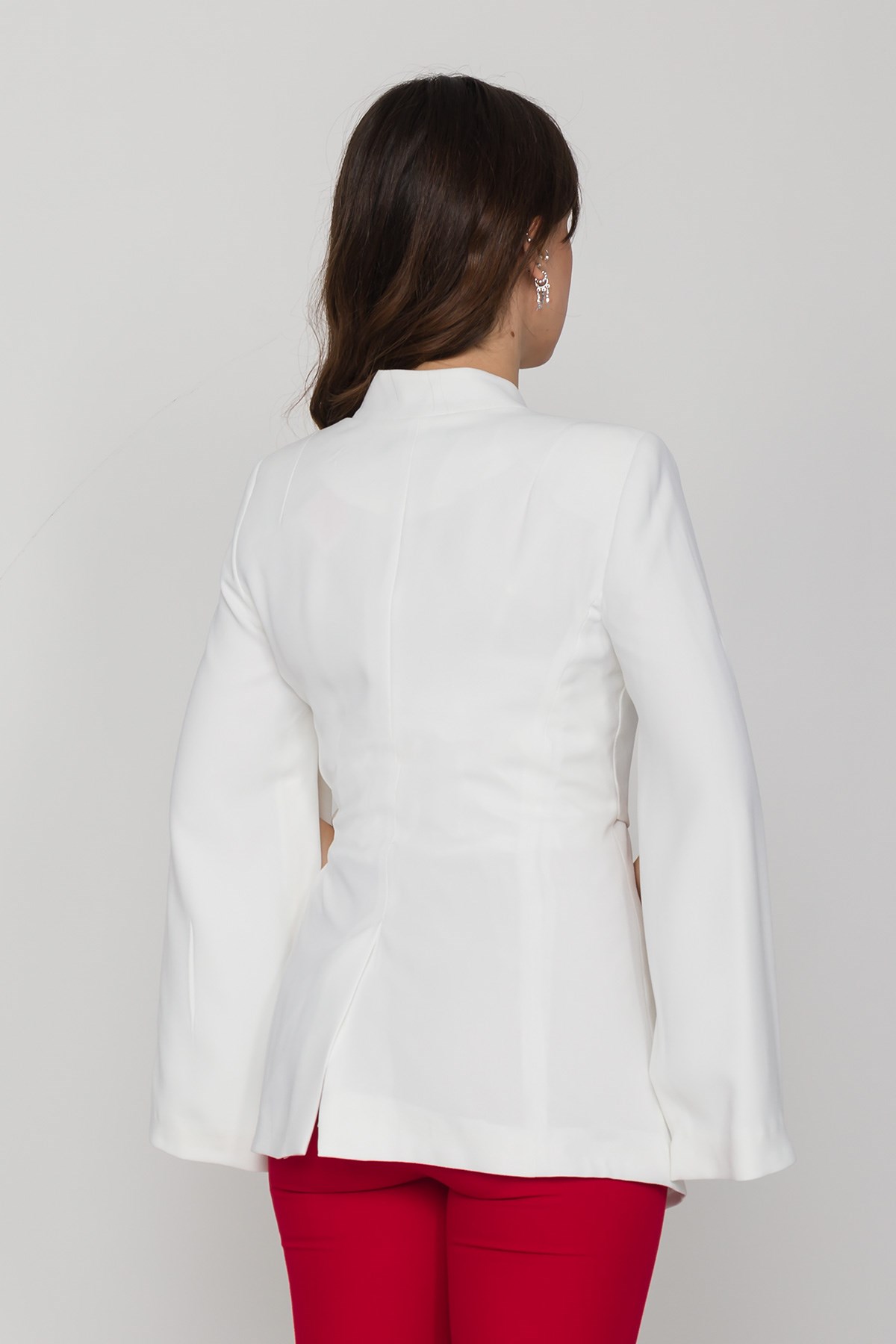 90177 Yandan Bağlamalı Hakim Yaka Yırtmaç Kol Ceket