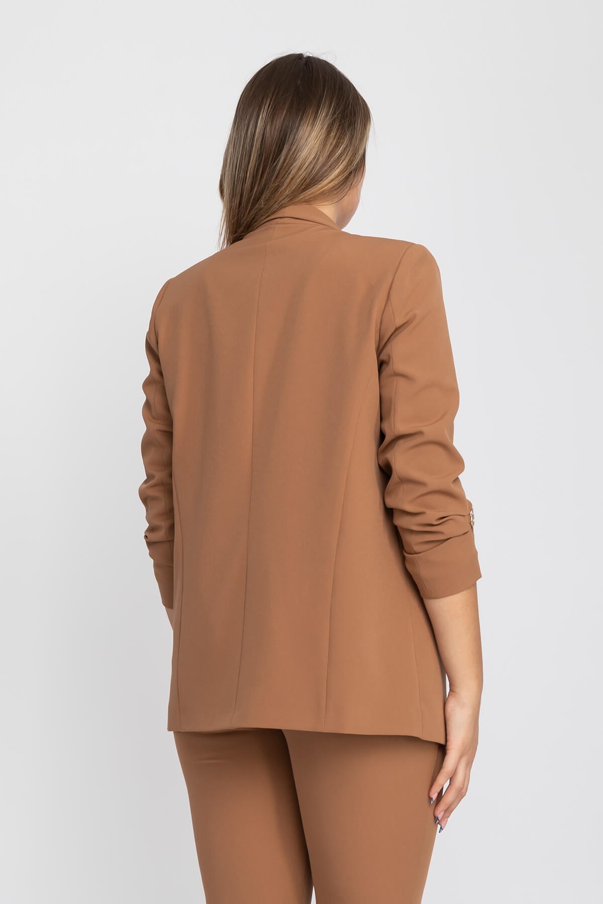 90503 Broşlu Büzgülü Ko Astarlarlı Blazer Ceket