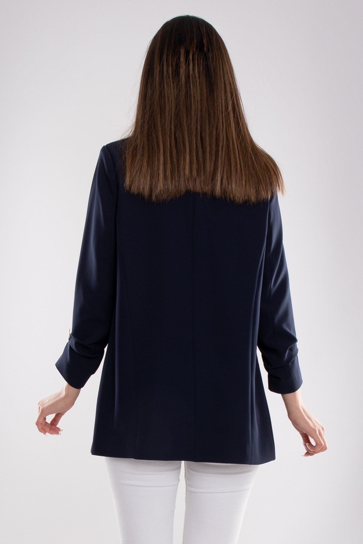 90503 Broşlu Büzgülü Kol Astarlarlı Blazer Ceket