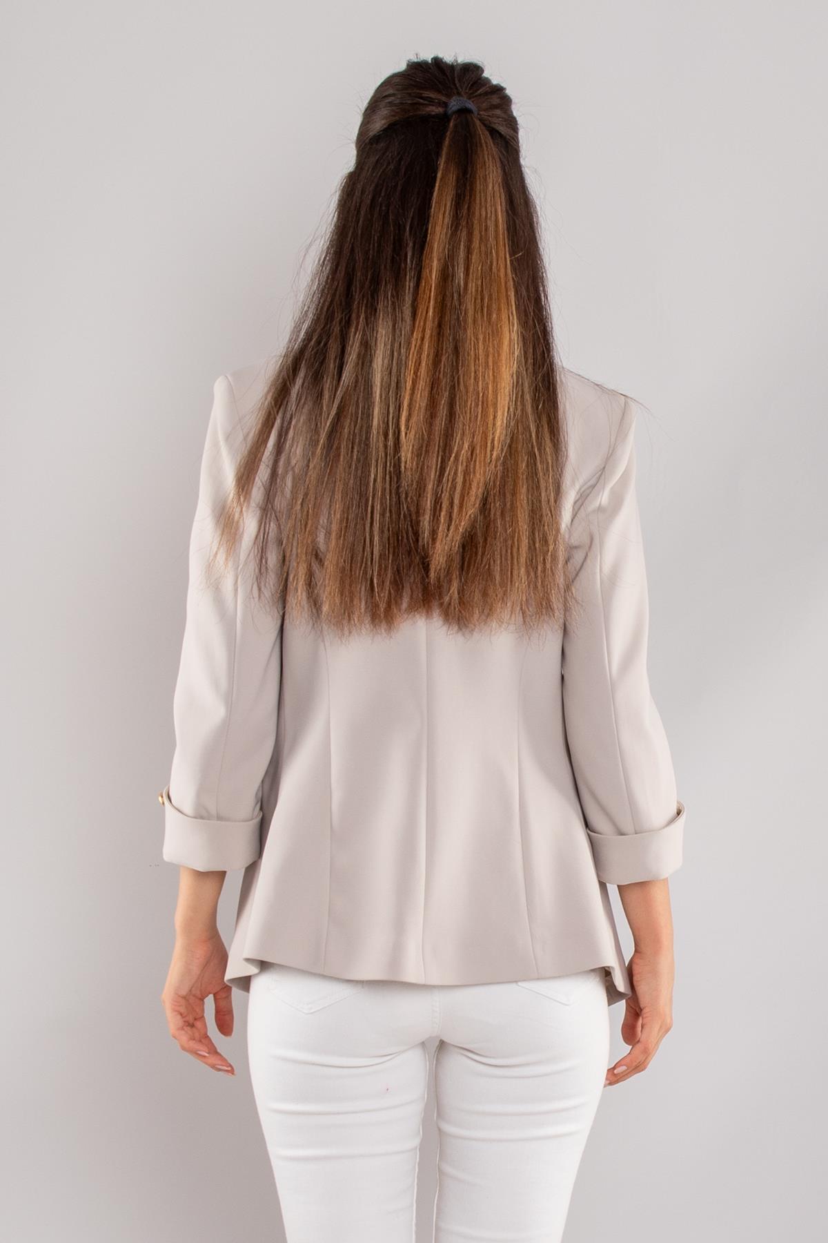 90599 6 Gold Düğme Detay Blazer Kadın Ceket