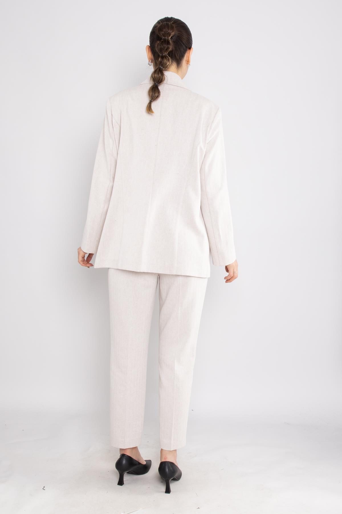 90731-70804 Gold Düğmeli Balzer Ceket Pantolon Pamuk Keten Takım