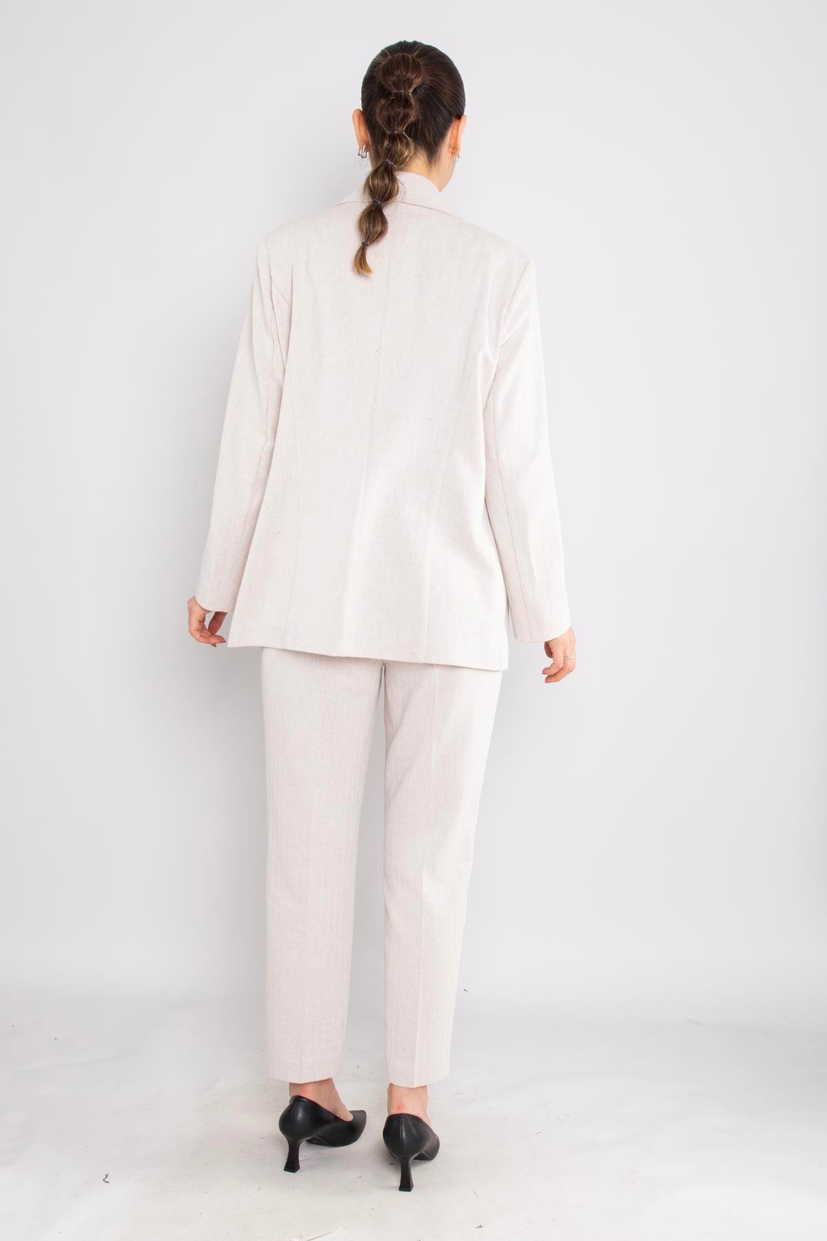 90731-70804 Gold Düğmeli Balzer Ceket Pantolon Pamuk Keten Takım