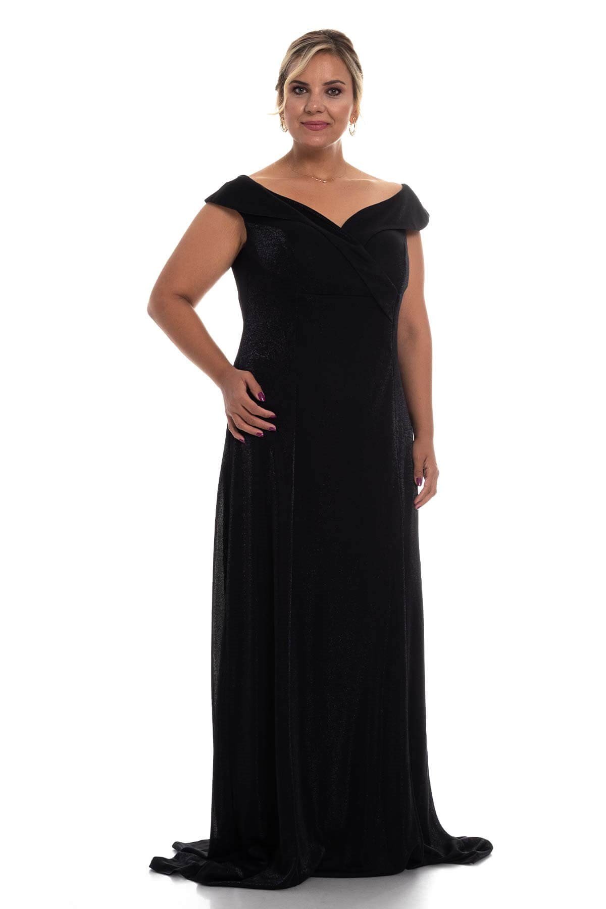 9114 LADY YAKA SİM KUMAŞ UZUN ABİYE