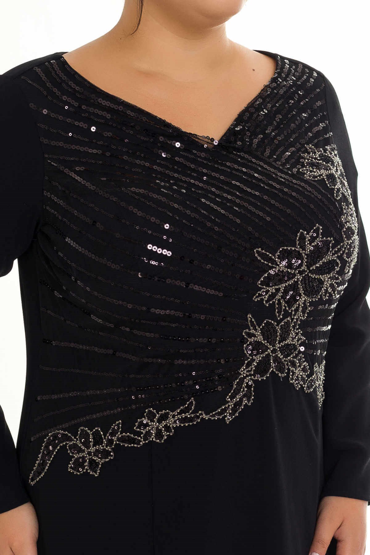 9144 BB ÖNÜ NAKIŞ VE PUL İŞL.KREP ABİYE ELBİSE