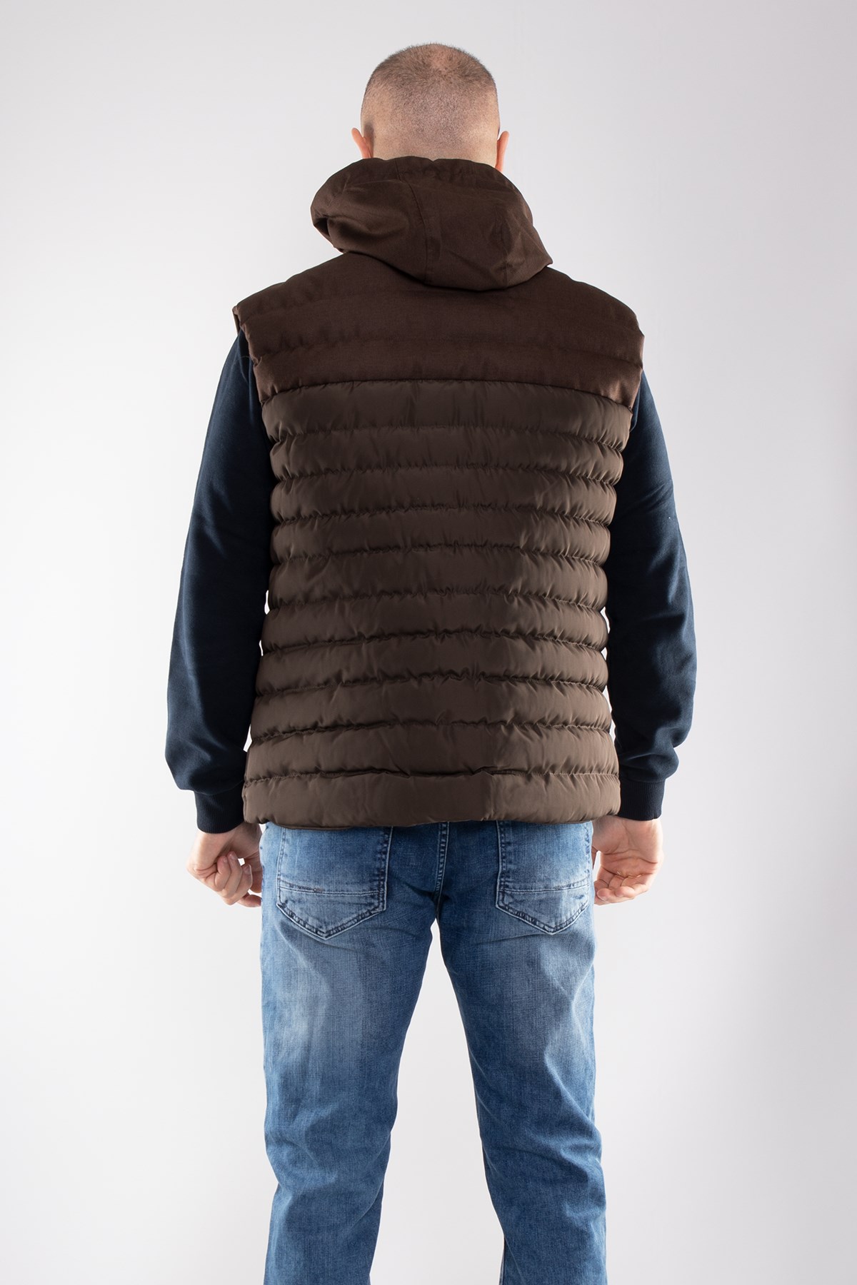 917-226 RegularFit Memory Kombinli Kapşonu Çıkma Erkek Şişme Yelek