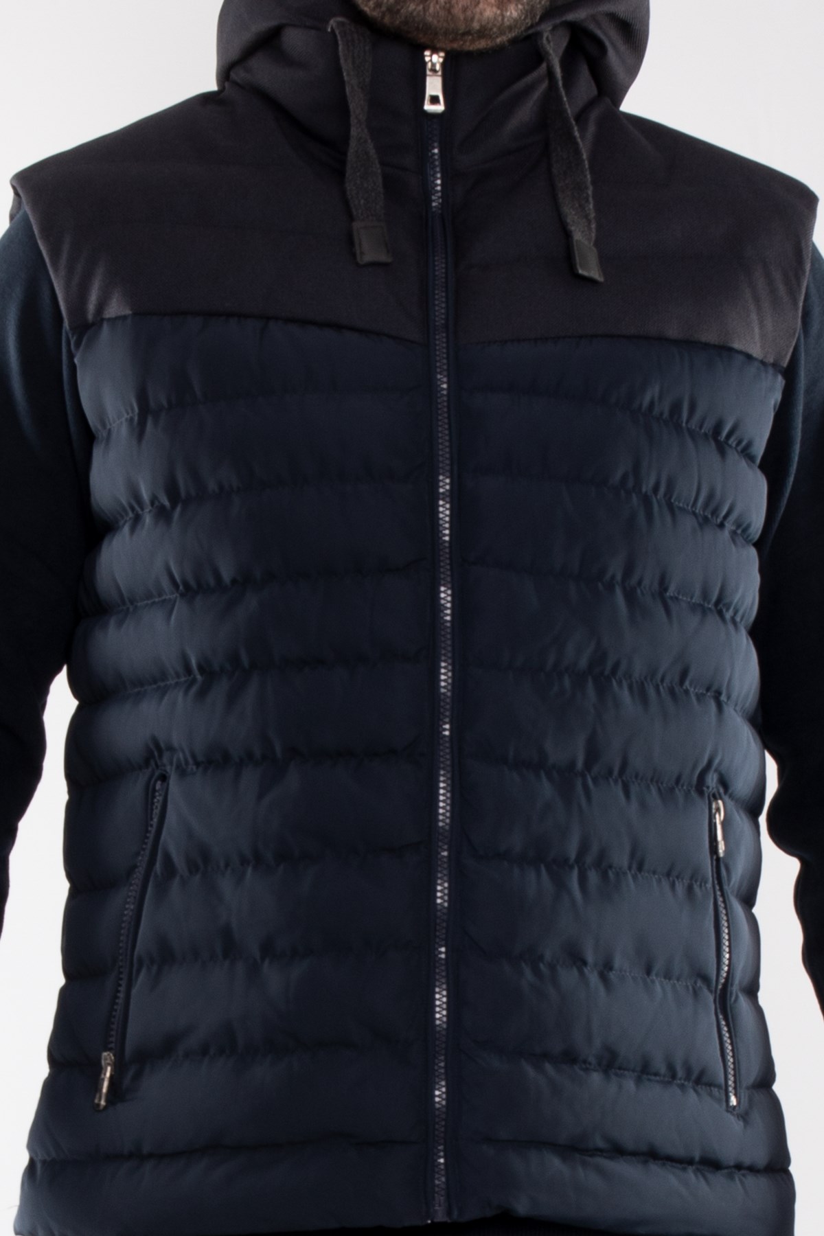 917-226 RegularFit Memory Kombinli Kapşonu Çıkma Erkek Şişme Yelek