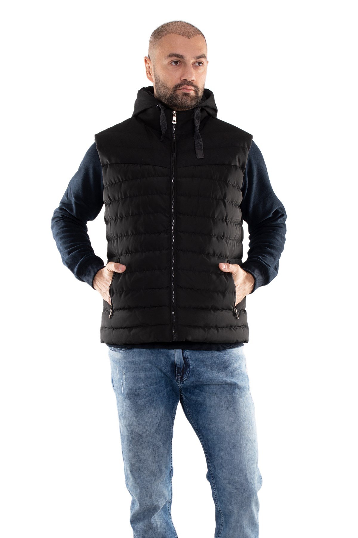 917-226 RegularFit Memory Kombinli Kapşonu Çıkma Erkek Şişme Yelek