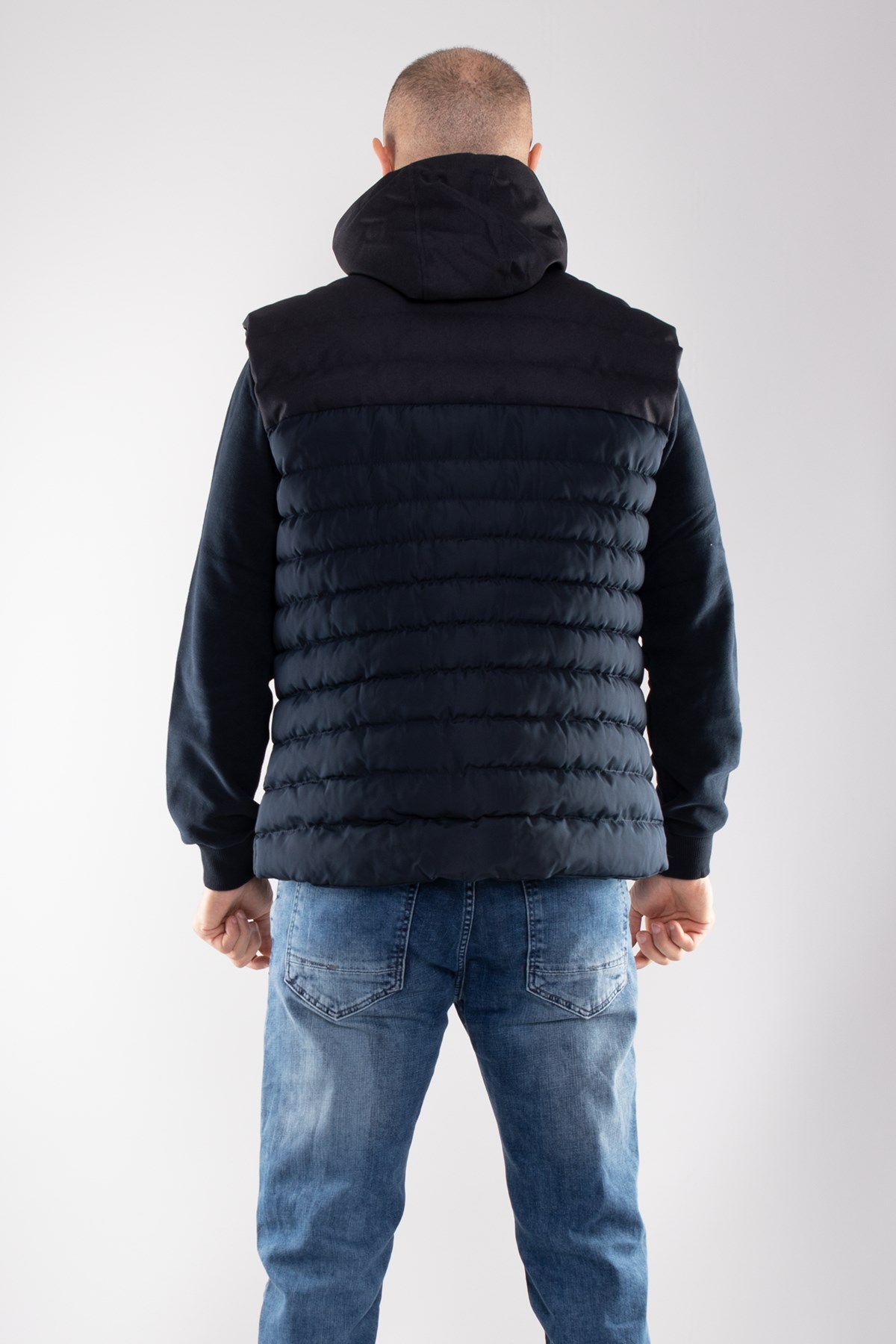 917-226 RegularFit Memory Kombinli Kapşonu Çıkma Erkek Şişme Yelek