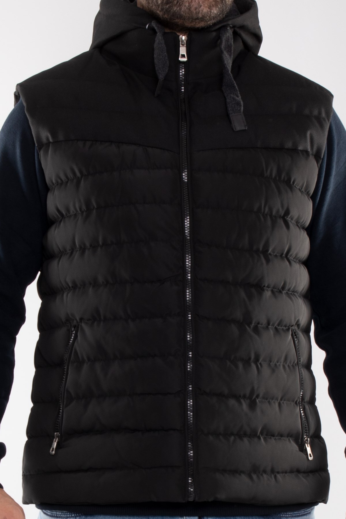 917-226 RegularFit Memory Kombinli Kapşonu Çıkma Erkek Şişme Yelek