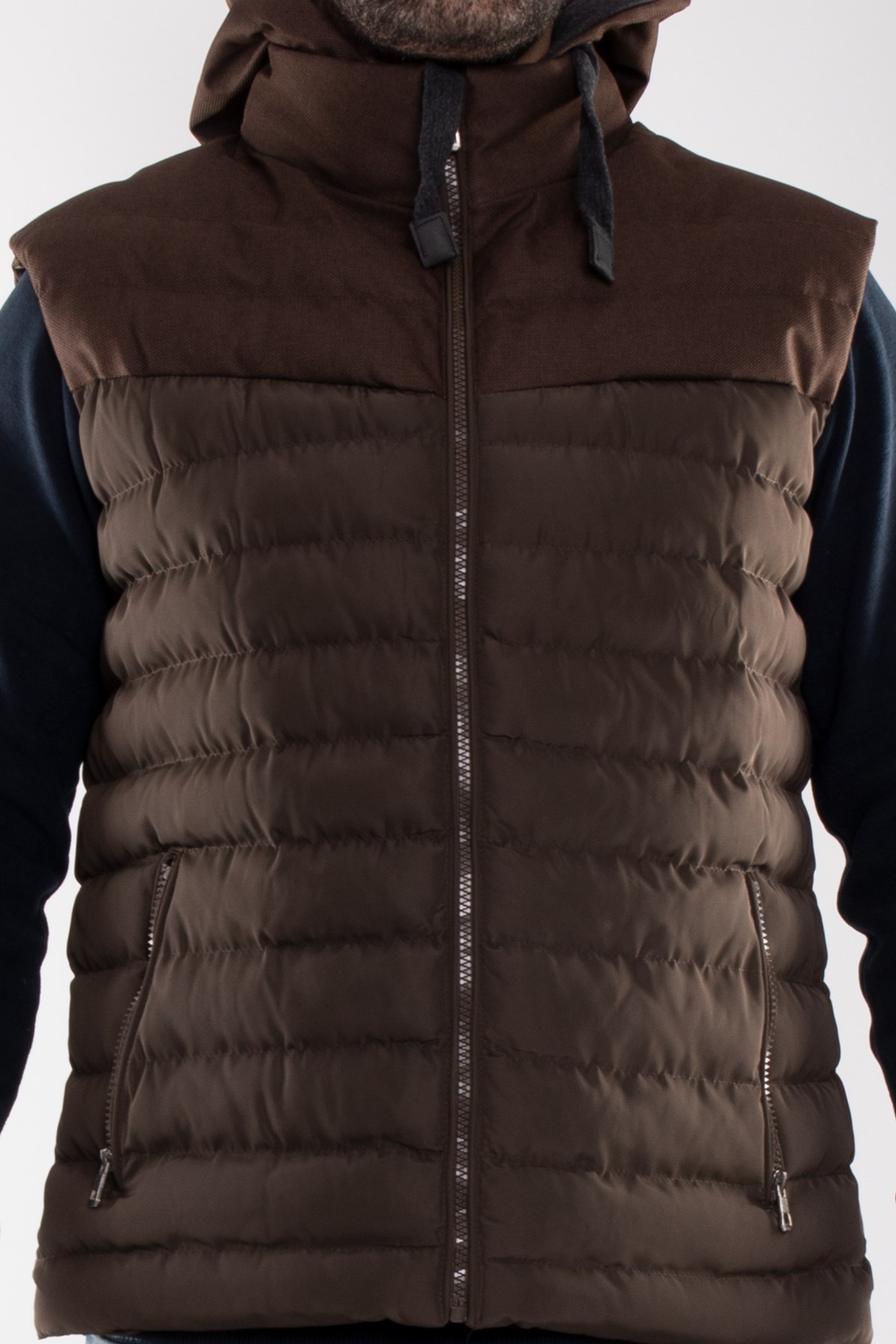 917-226 RegularFit Memory Kombinli Kapşonu Çıkma Erkek Şişme Yelek