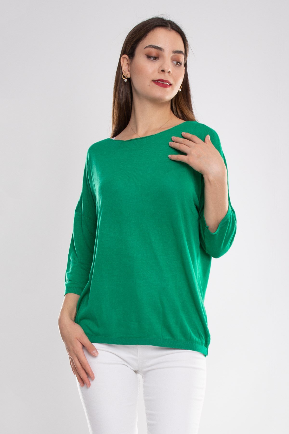 928 Bisiklet Yaka Truvakar Kol İnce Triko Bluz