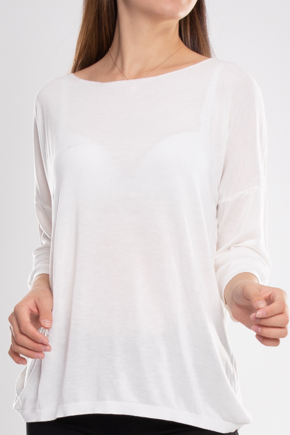 928 Bisiklet Yaka Truvakar Kol İnce Triko Bluz