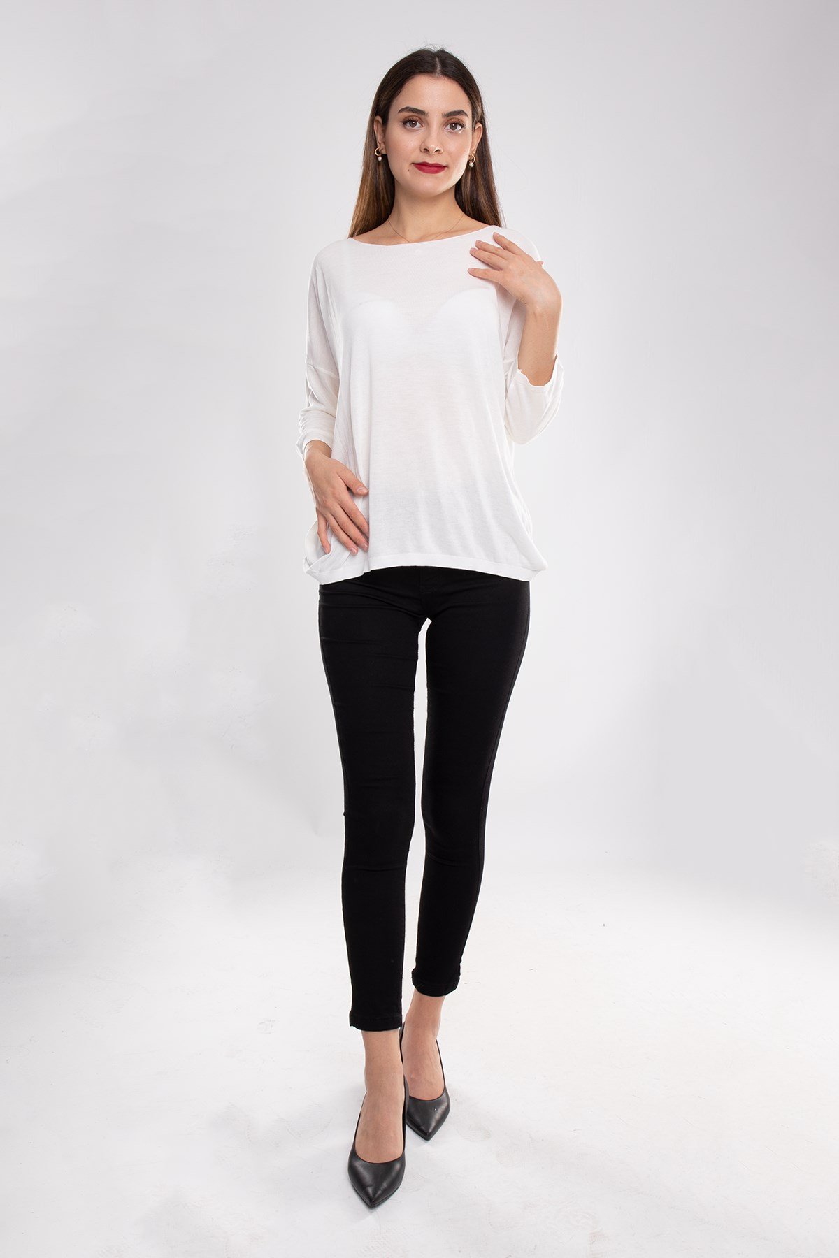 928 Bisiklet Yaka Truvakar Kol İnce Triko Bluz