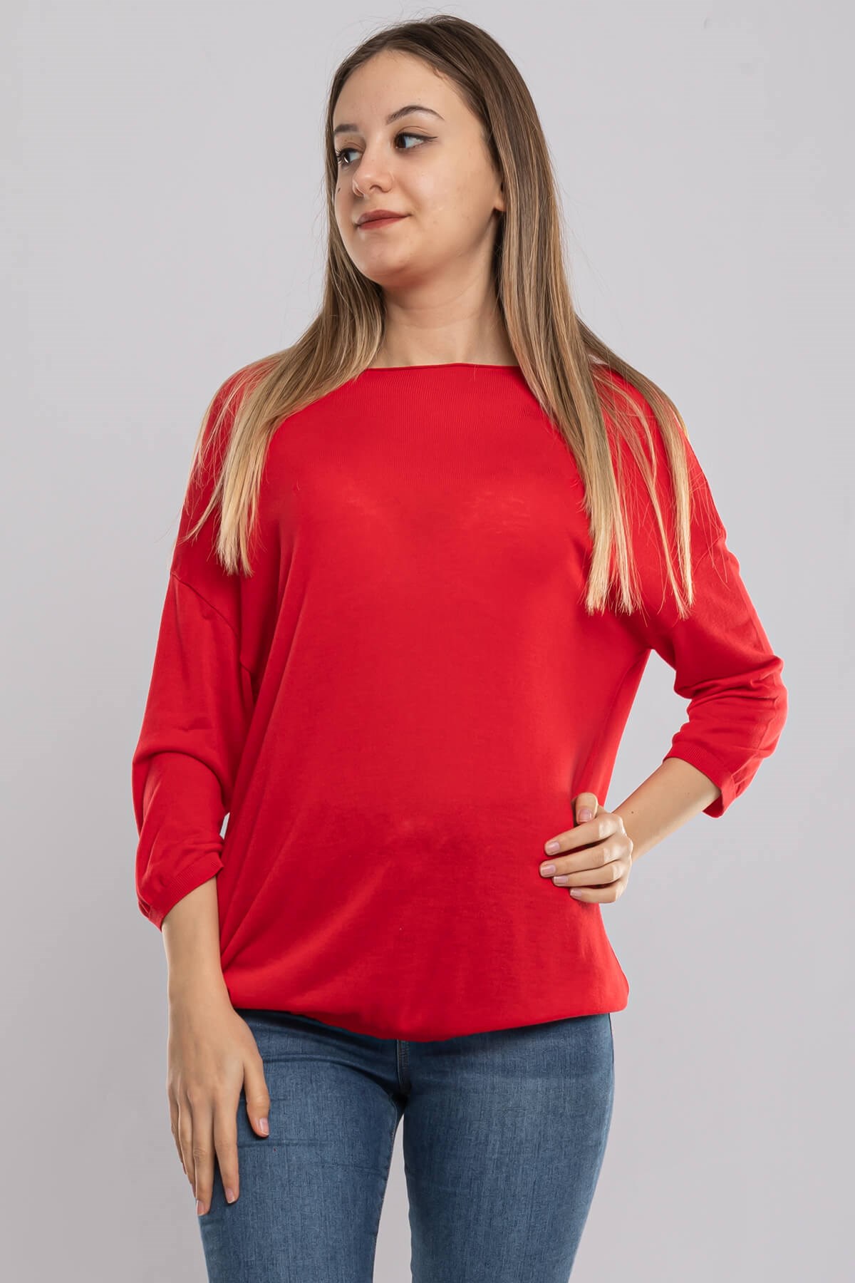 928 Bisiklet Yaka Truvakar Kol İnce Triko Bluz