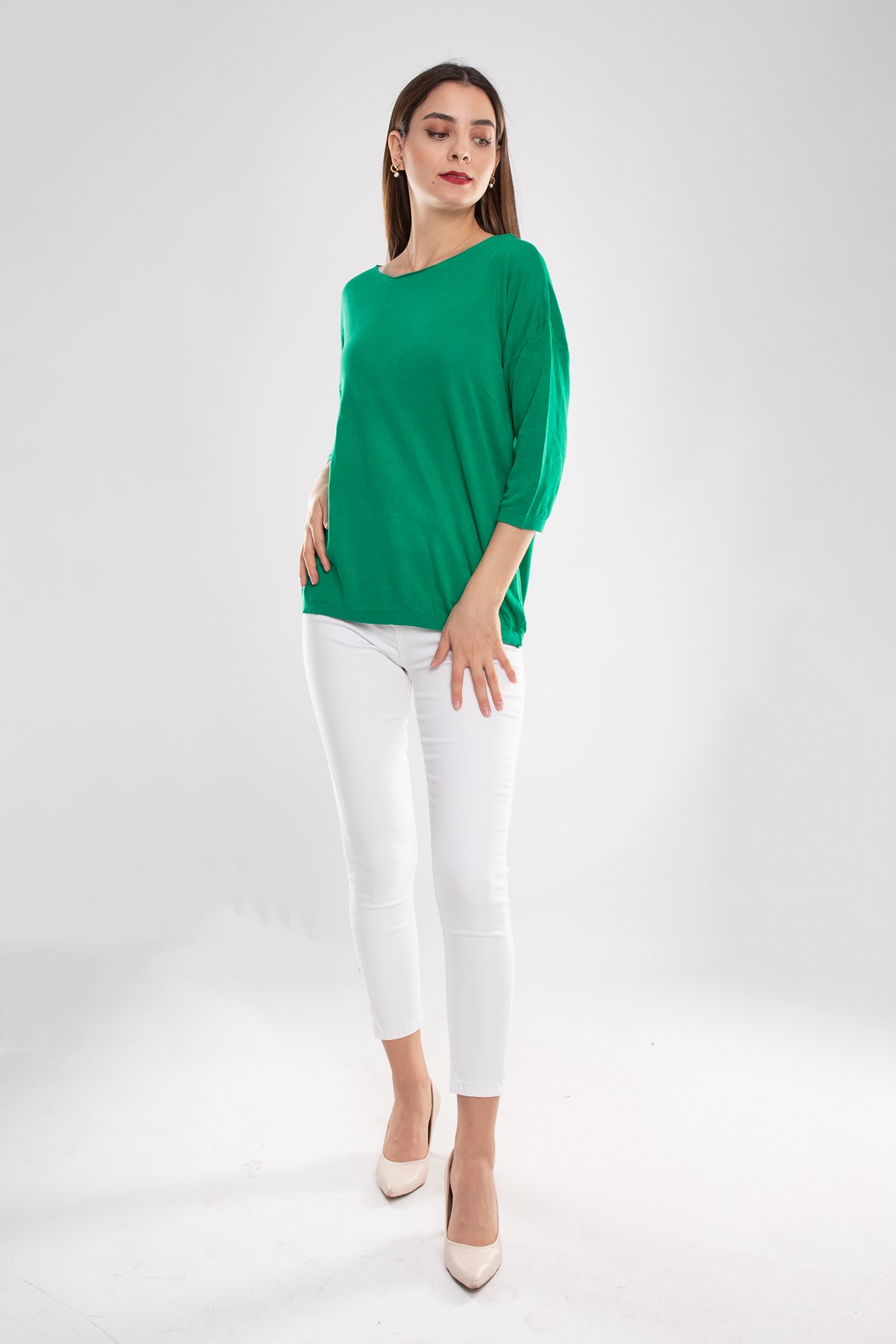 928 Bisiklet Yaka Truvakar Kol İnce Triko Bluz