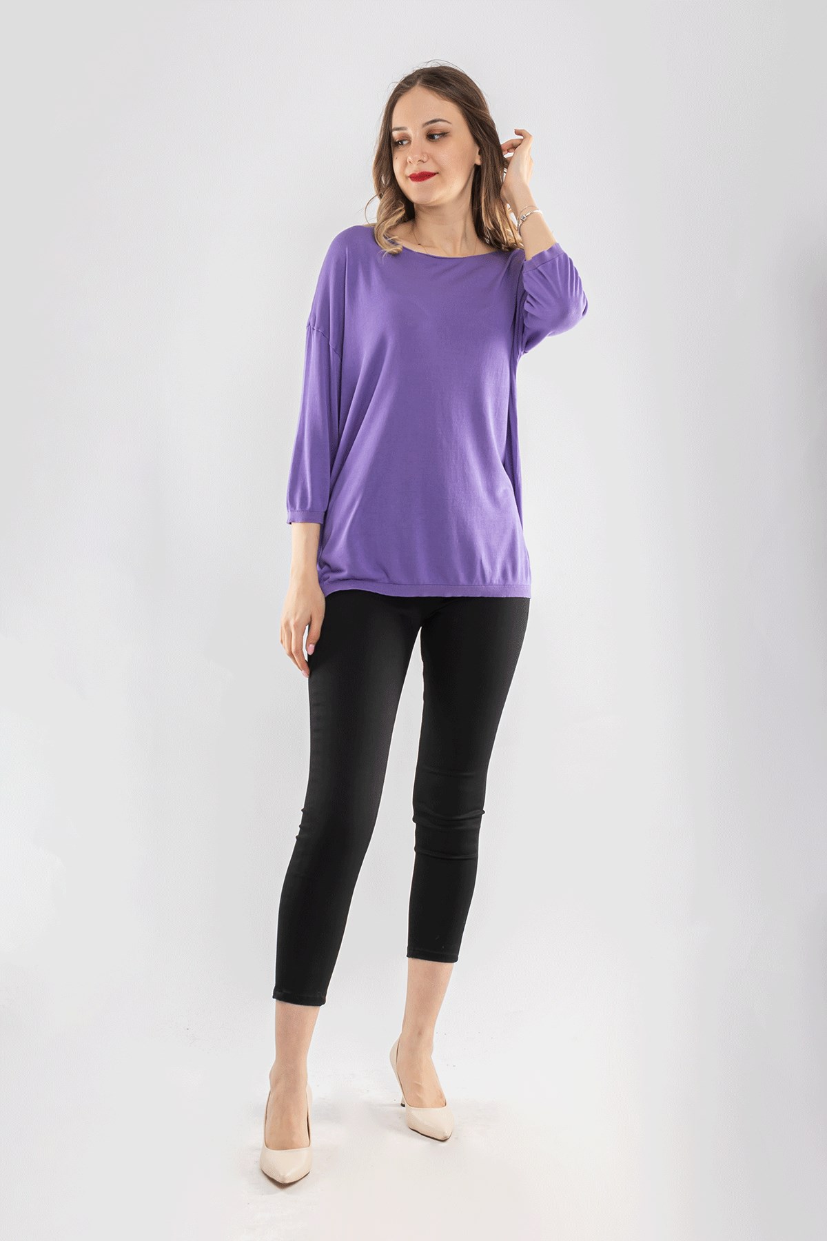 928 Bisiklet Yaka Truvakar Kol İnce Triko Bluz