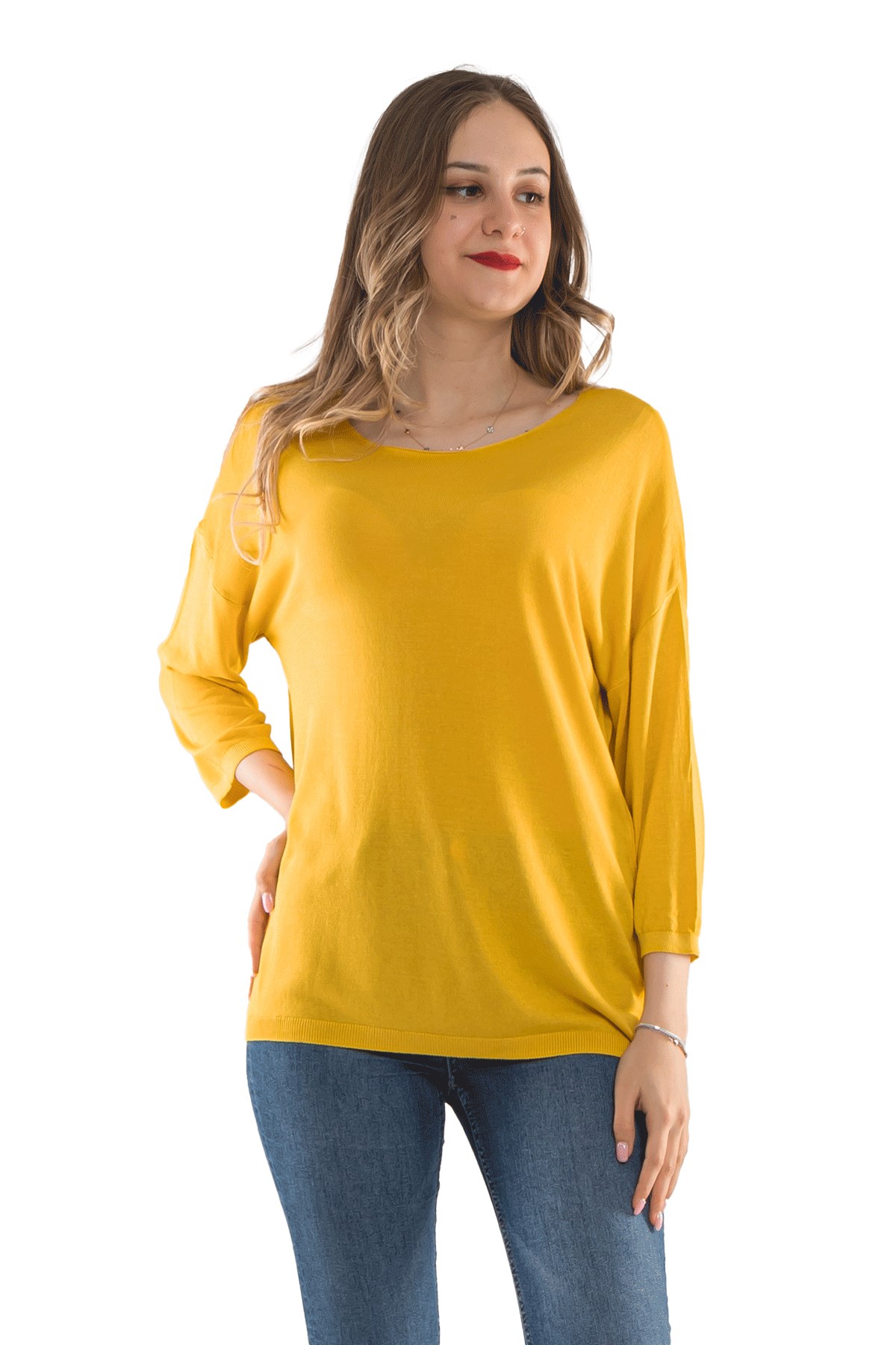 928 Bisiklet Yaka Truvakar Kol İnce Triko Bluz