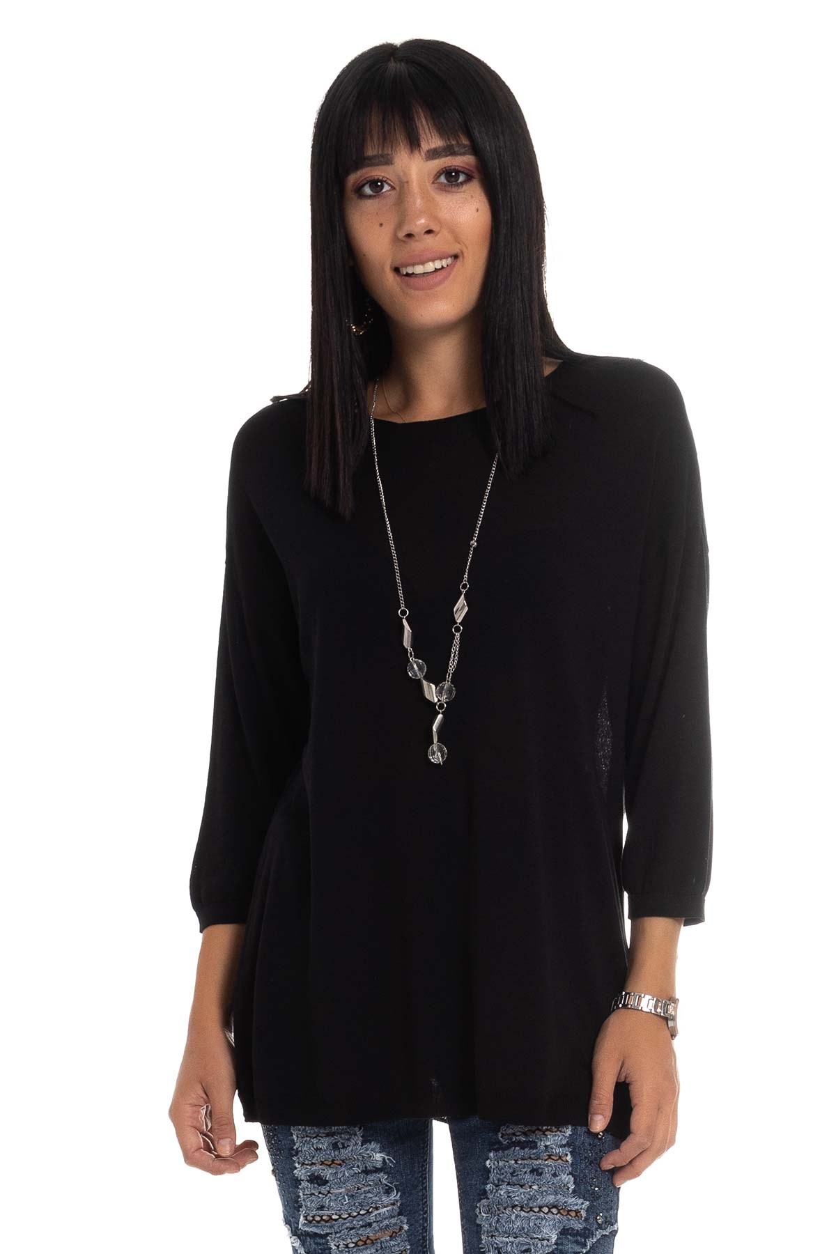 928 KB Bis.Yaka Truv.Kol İnce Triko Bluz