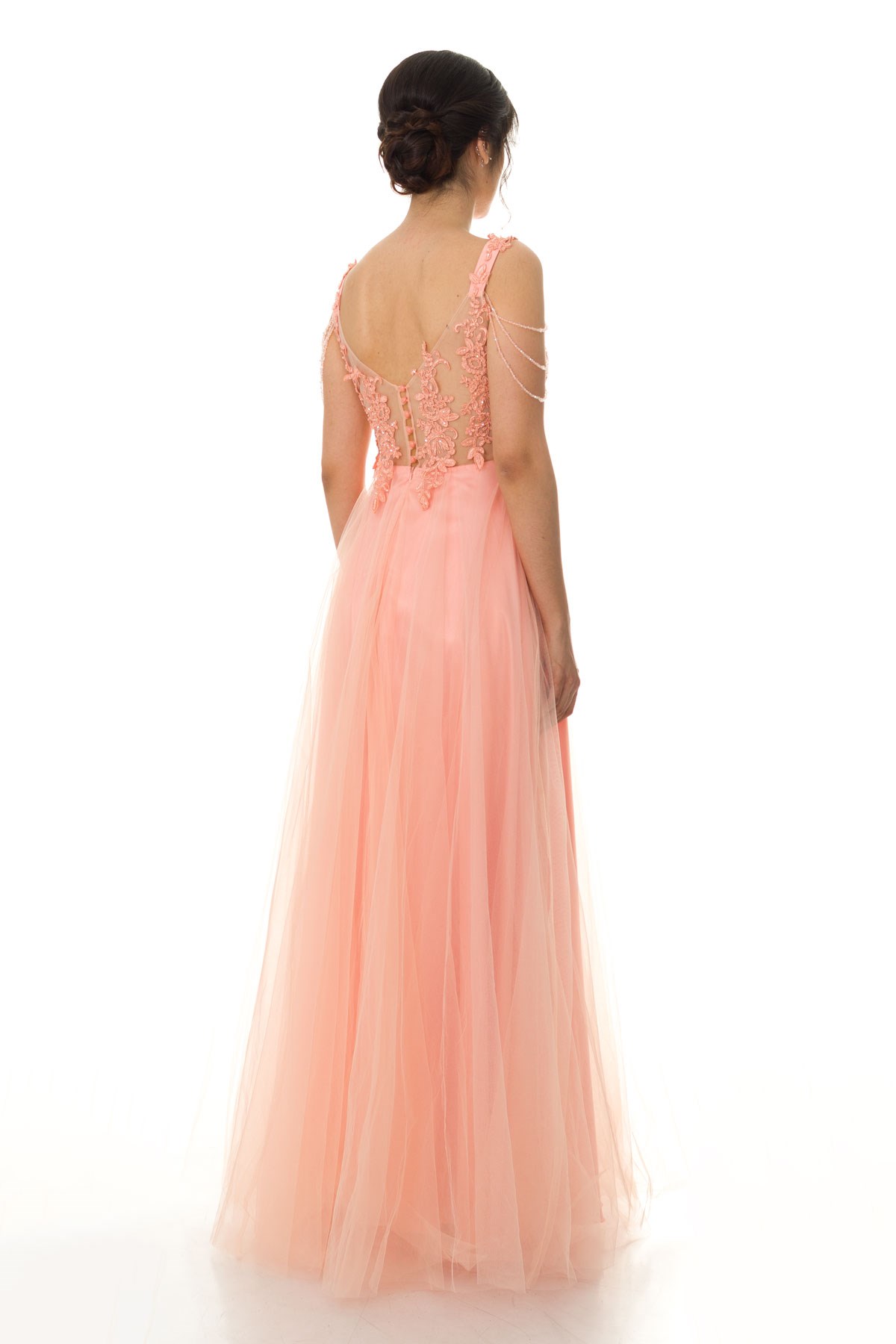 952 KB BONCUK NAKIŞ İŞLİ.ETEĞİ TÜL ELBİSE