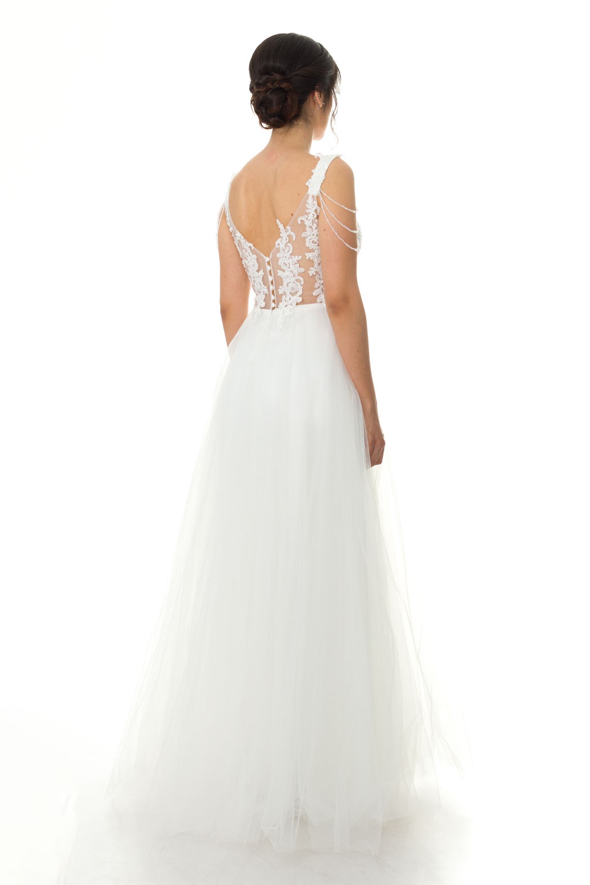 952 KB BONCUK NAKIŞ İŞLİ.ETEĞİ TÜL ELBİSE