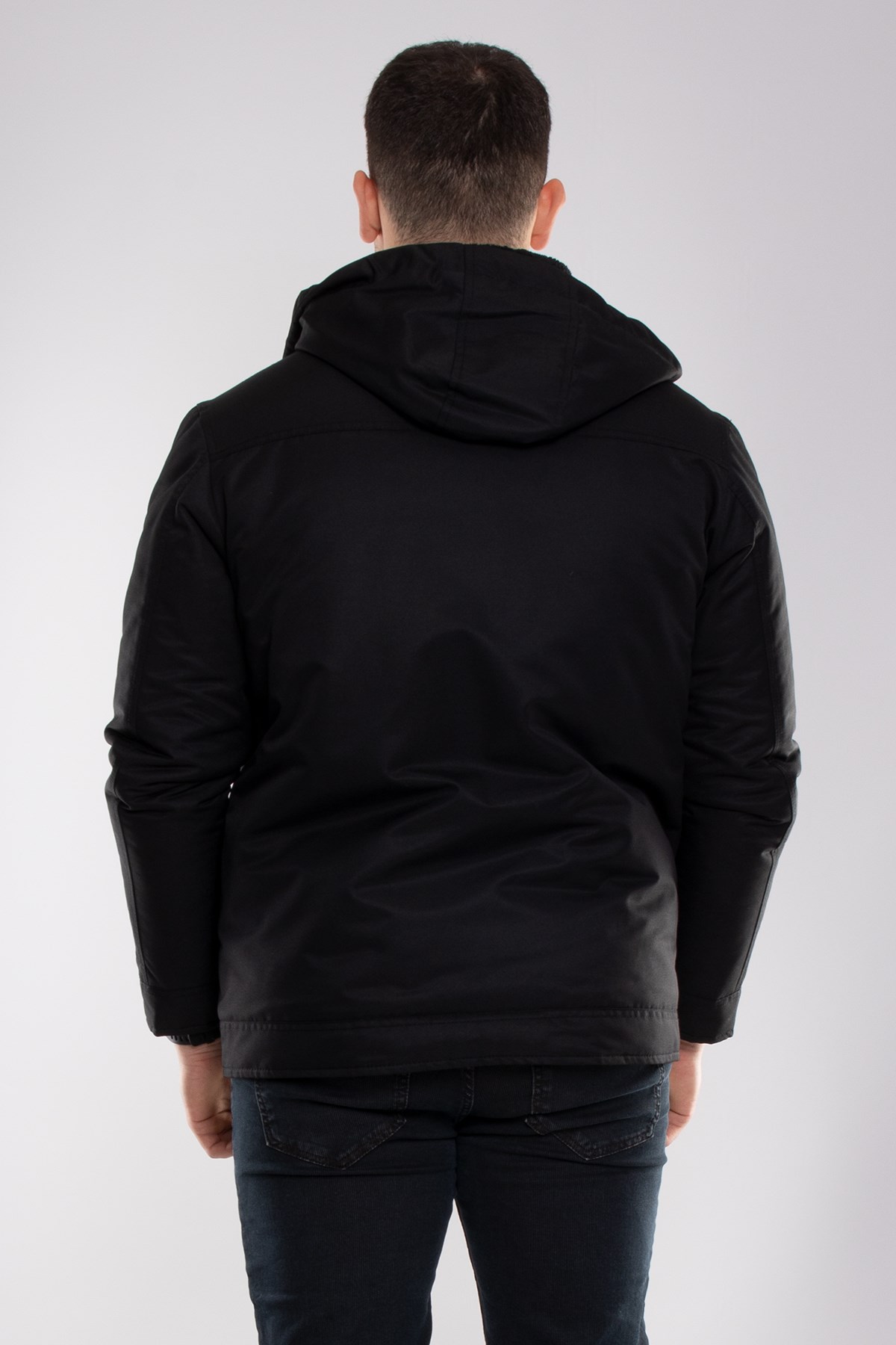 95327-283 İçi Kürklü Kapşonlu Dalgıç Kumaş Erkek Kaban