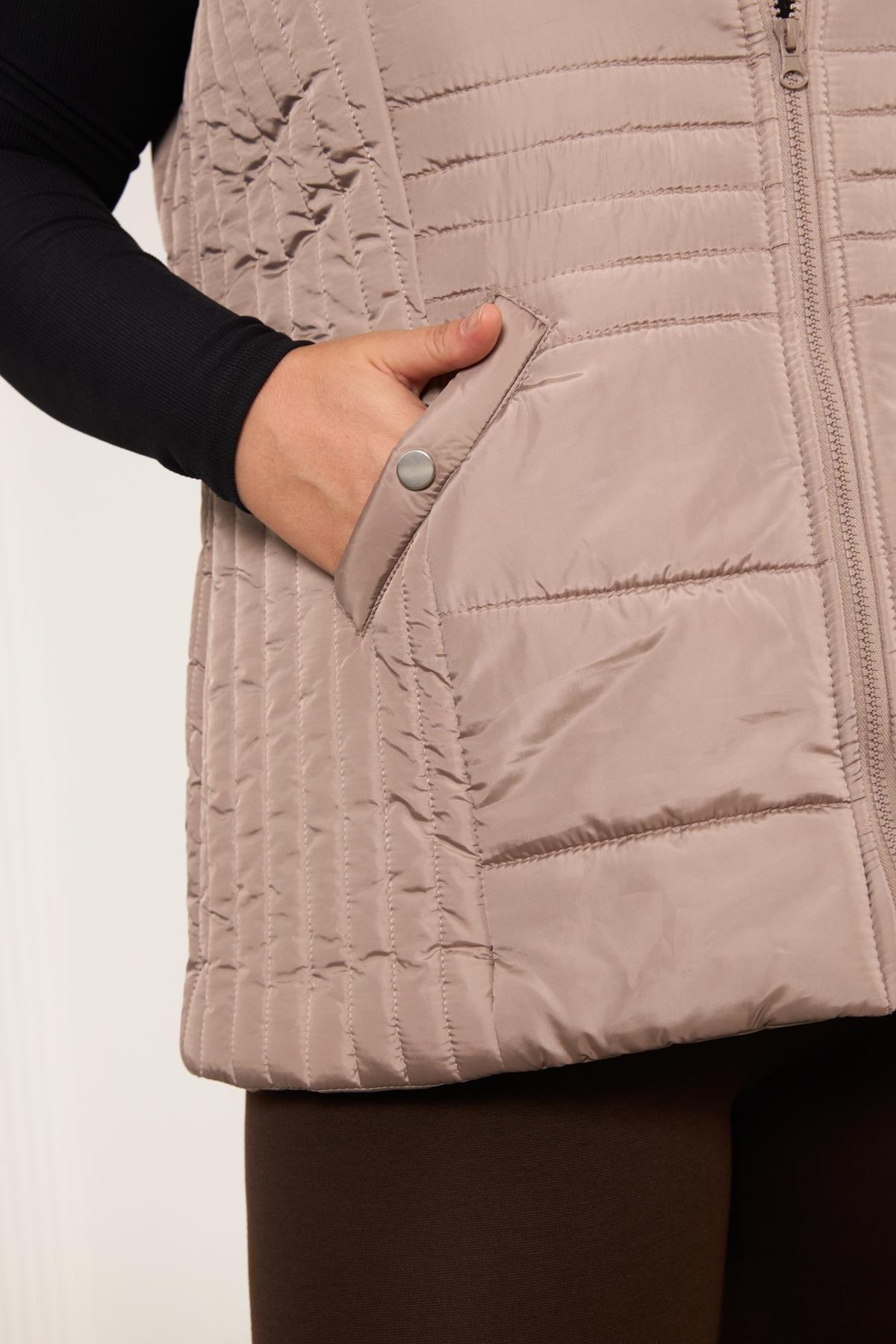 9844 Büyük Beden Cep Çıtçıtlı Şişme Yelek