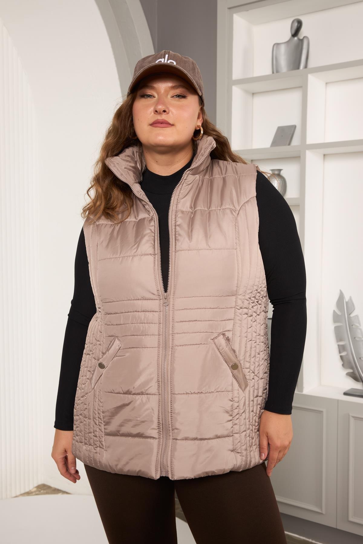 9844 Büyük Beden Cep Çıtçıtlı Şişme Yelek