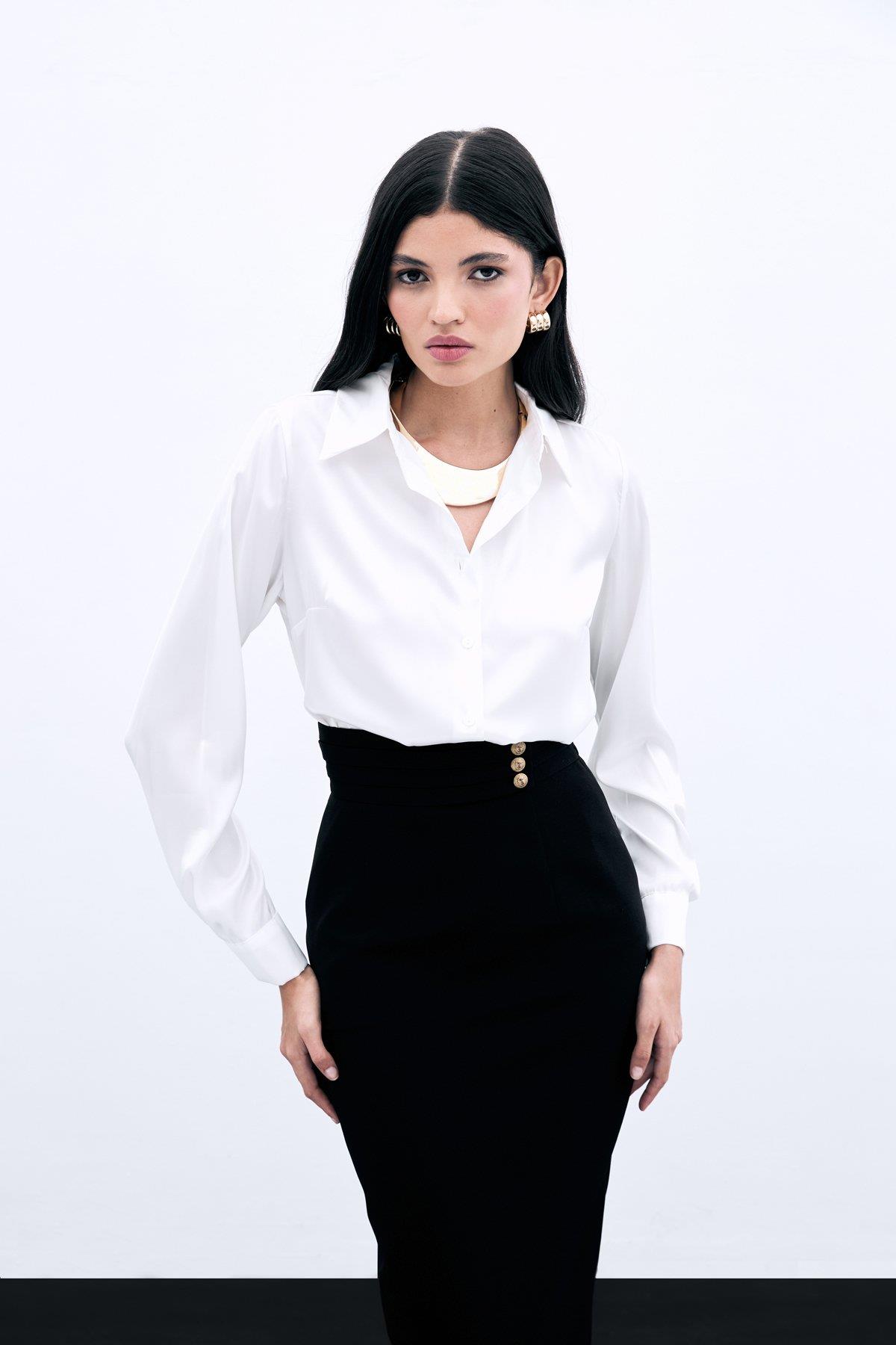 987-2053 Düz Saten Gömlek