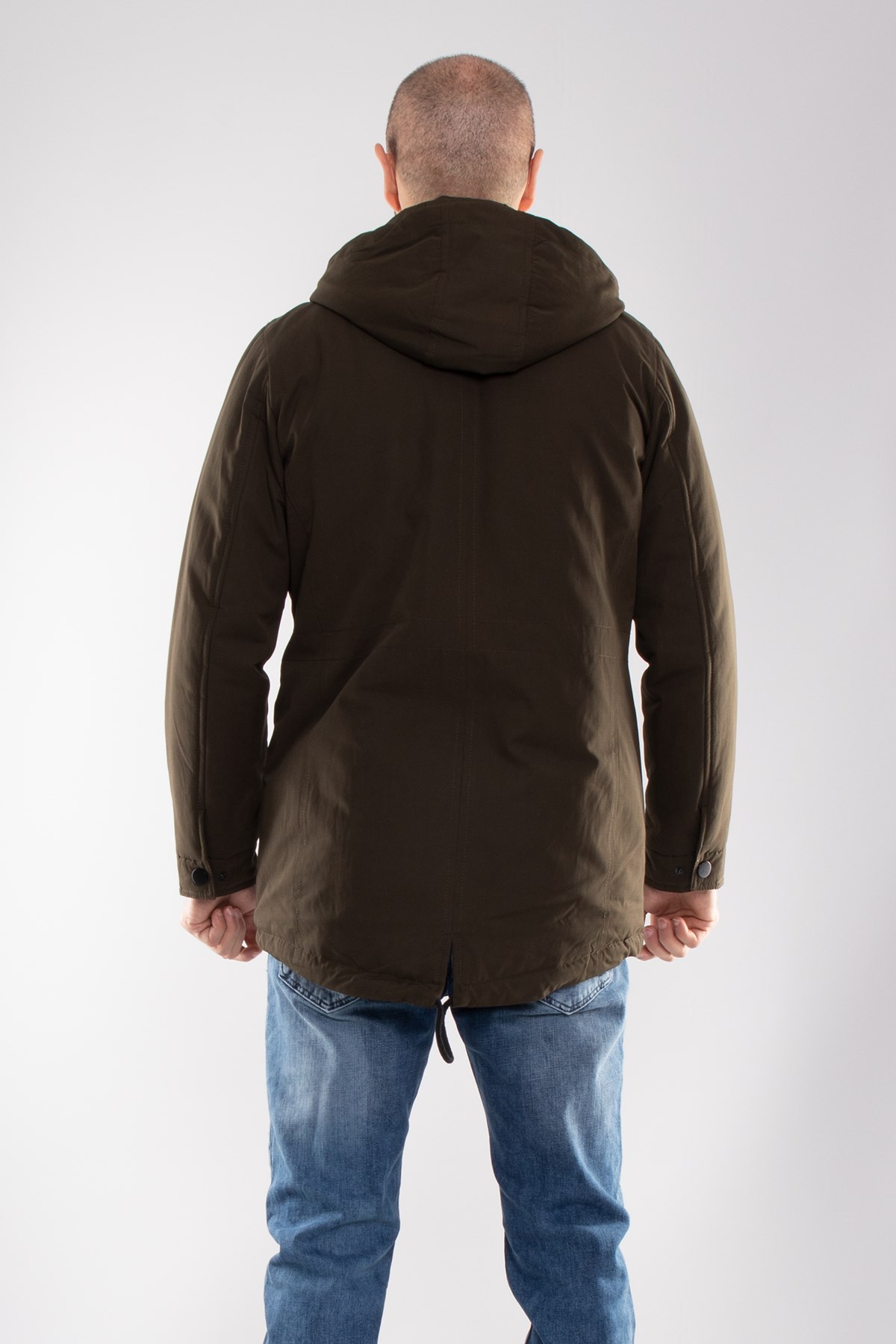 99398-242 RegularFit Kapşonlu Eteği Bağçıklı Erkek Kaban