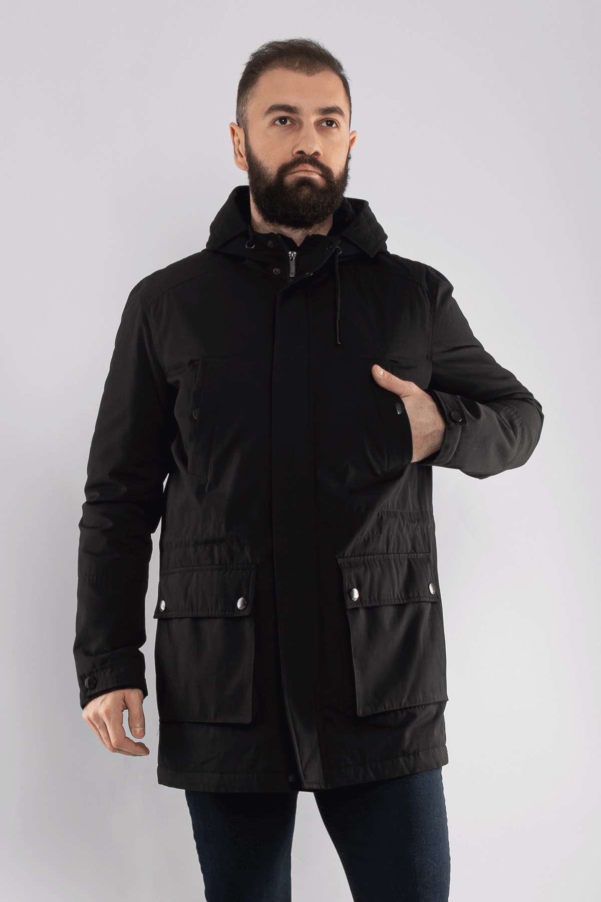 99399-242 Regular Kapşonlu İçi Kürklü Erkek Parka