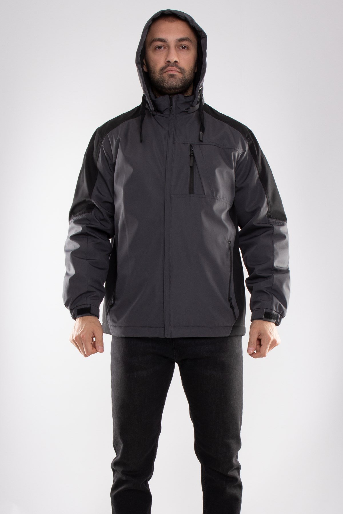 99437-287 RegularFit Kapşonlu Kısa İkiRenkli Erkek Mont