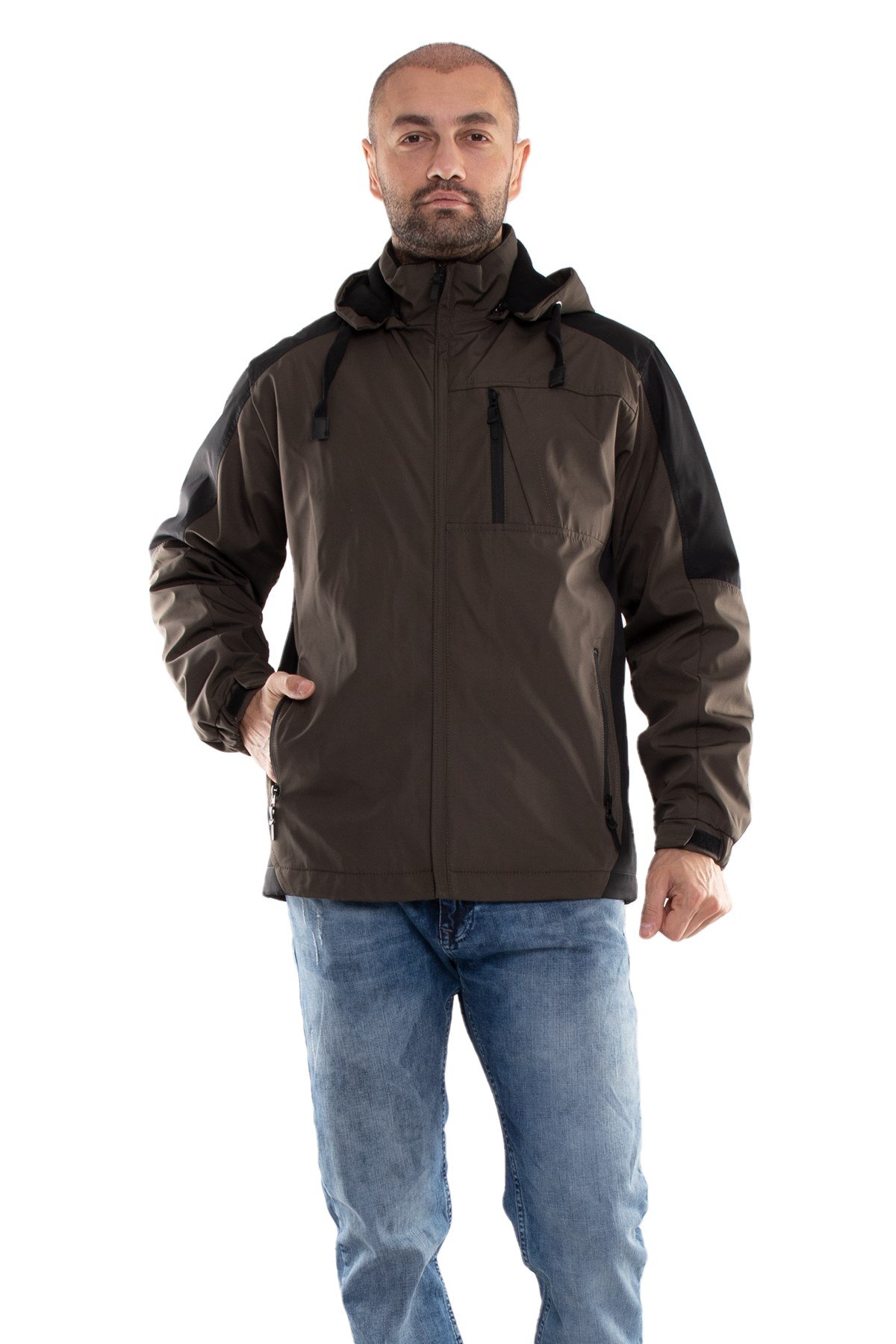 99437-287 RegularFit Kapşonlu Kısa İkiRenkli Erkek Mont