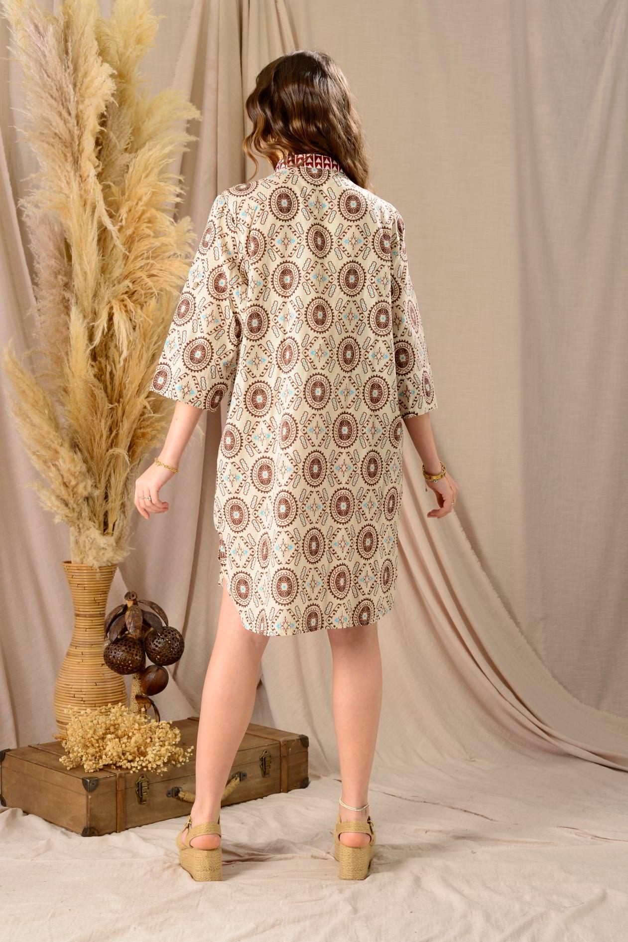 AN10557 A3672 Desen Garnili Kısa Elbise