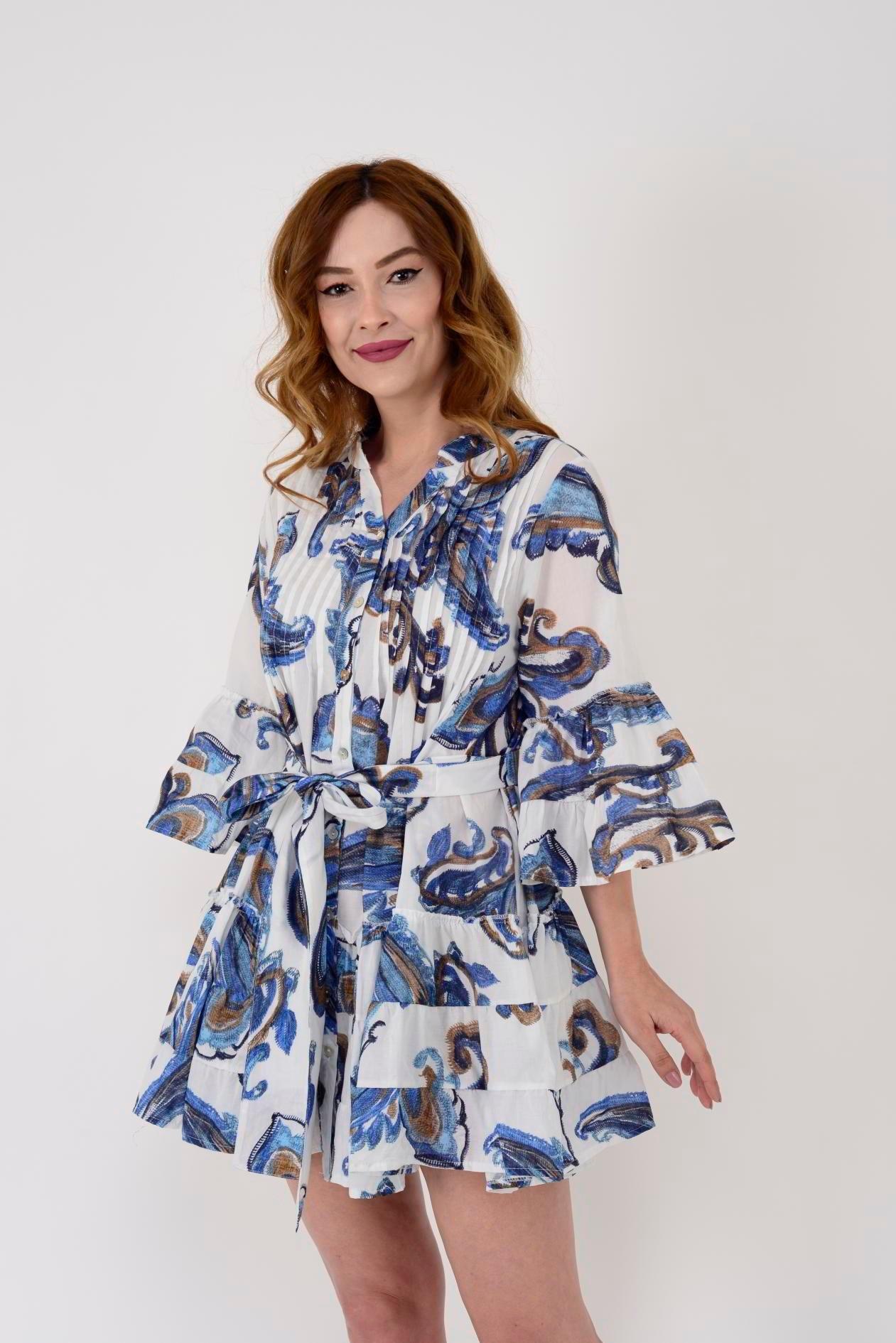 AN10666 23-2164 Desen Nervür Detay Kuşaklı Kısa Eibise