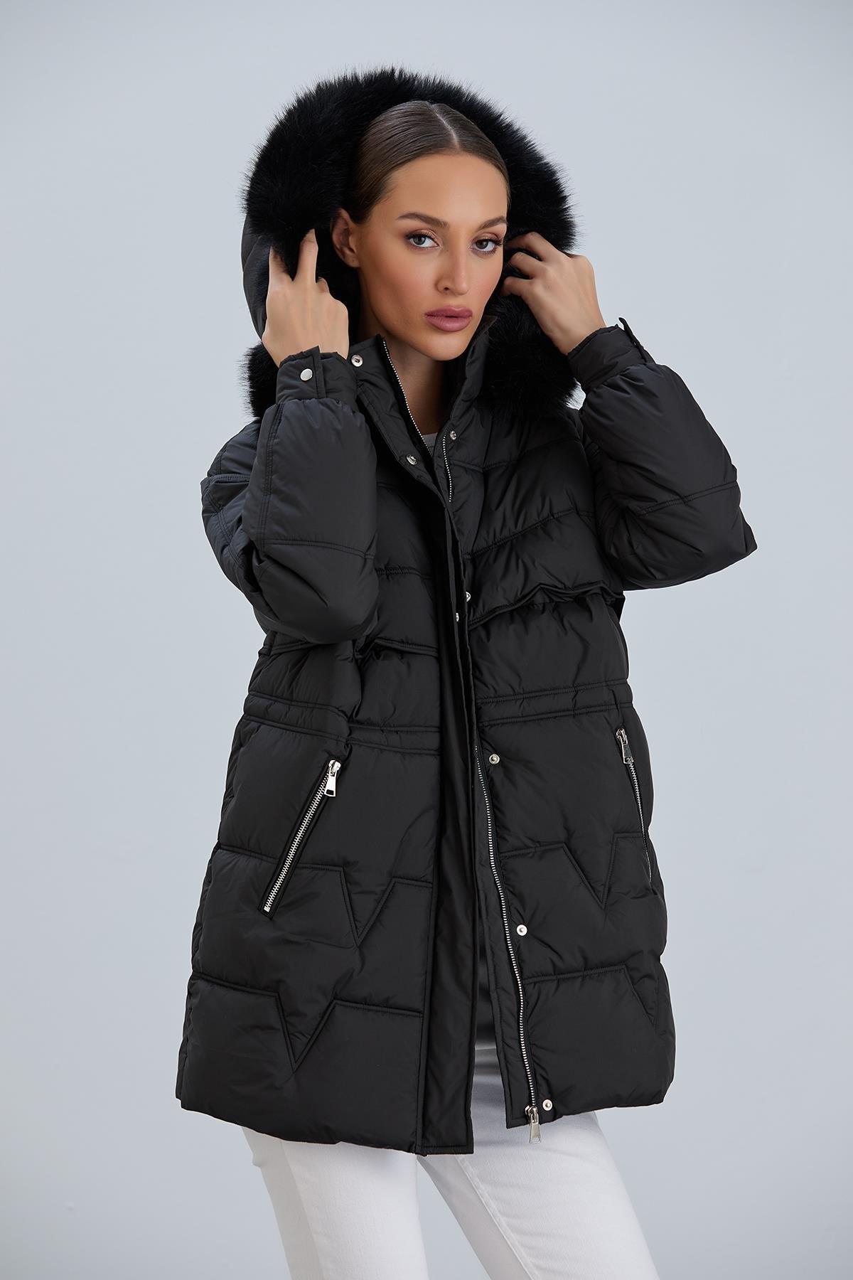 CORA Kapüşonu Kürklü Şişme Mont