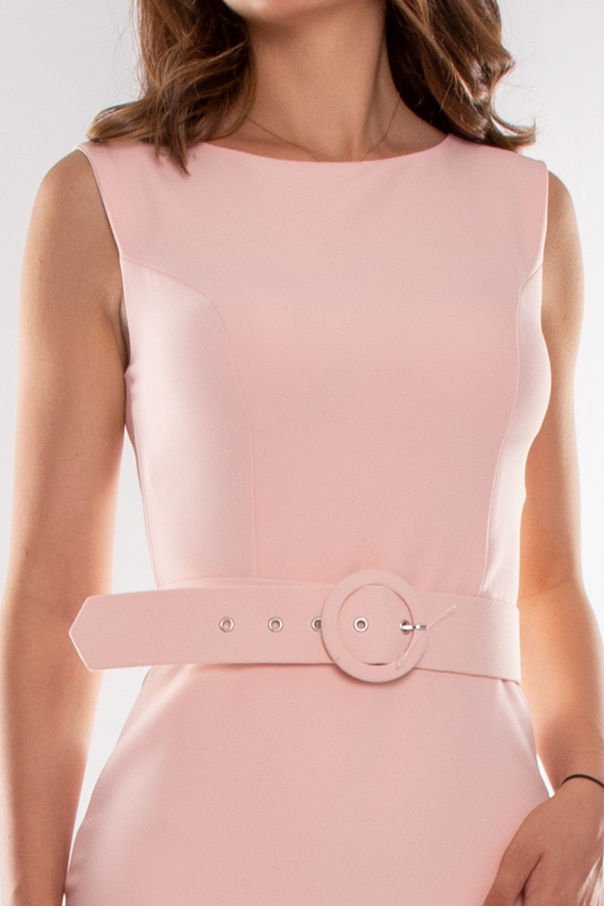 D-1068 Kemerli Kısa Krep Elbise