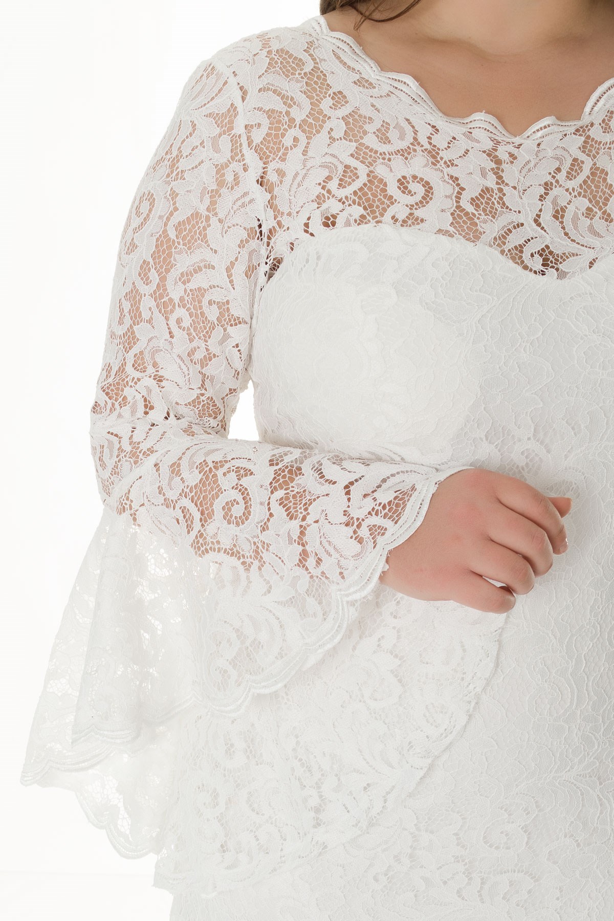 D-520 BB VALON KOL DANTEL KISA ELBİSE